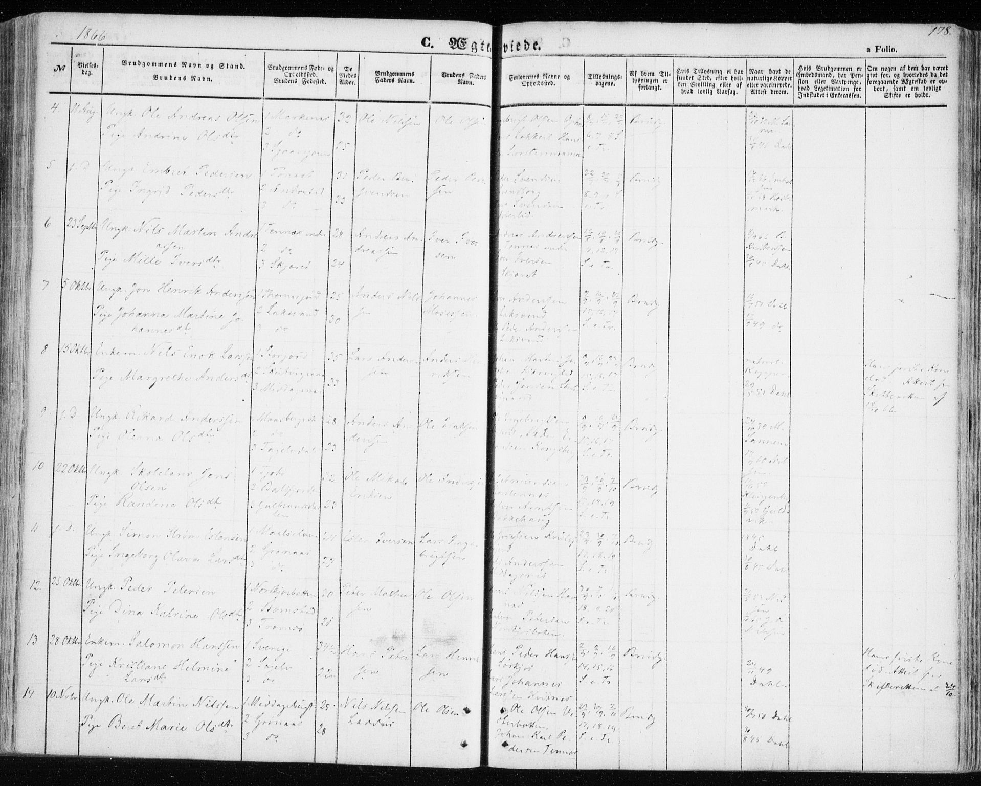 Balsfjord sokneprestembete, SATØ/S-1303/G/Ga/L0003kirke: Parish register (official) no. 3, 1856-1870, p. 178