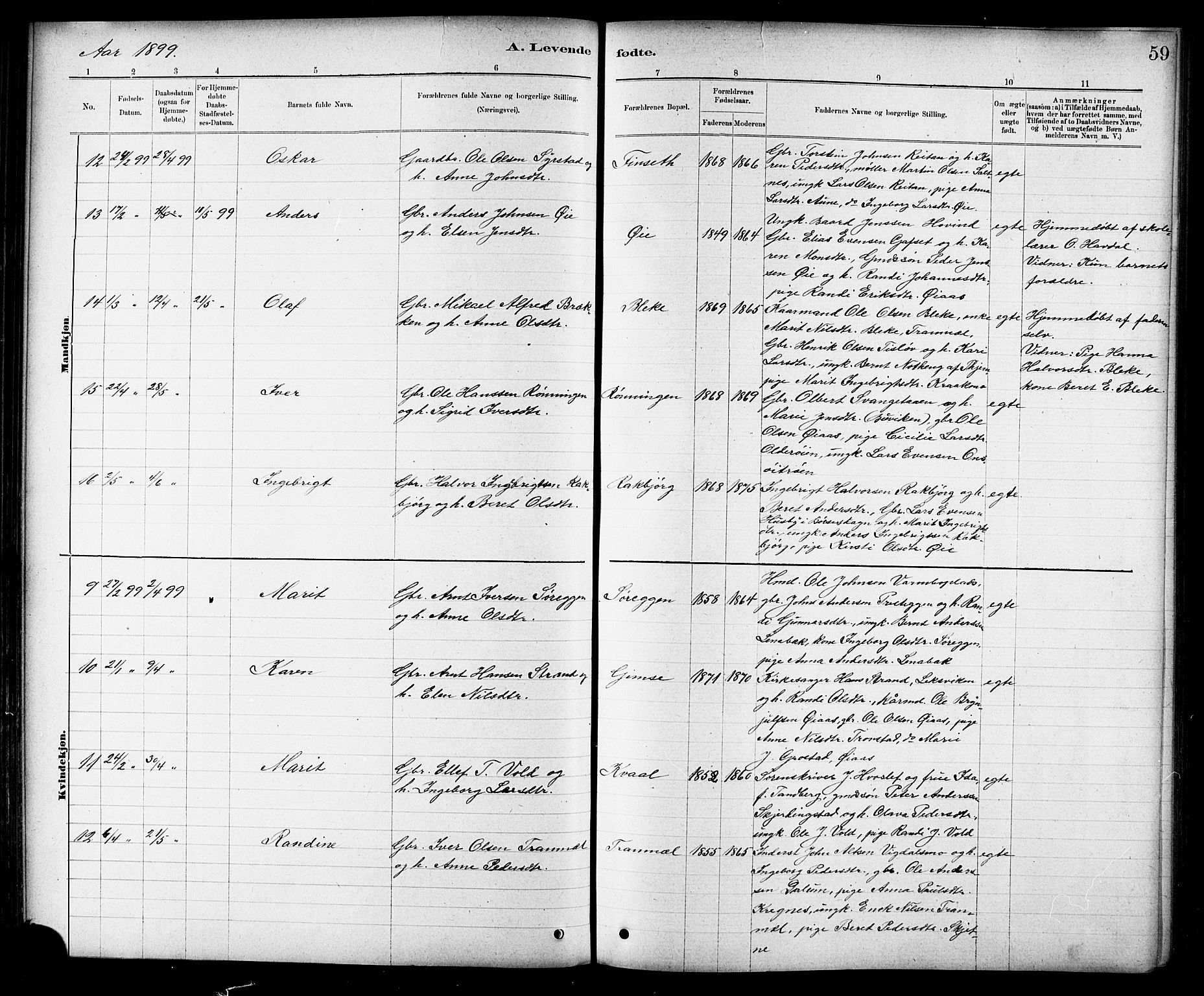 Ministerialprotokoller, klokkerbøker og fødselsregistre - Sør-Trøndelag, SAT/A-1456/691/L1094: Parish register (copy) no. 691C05, 1879-1911, p. 59