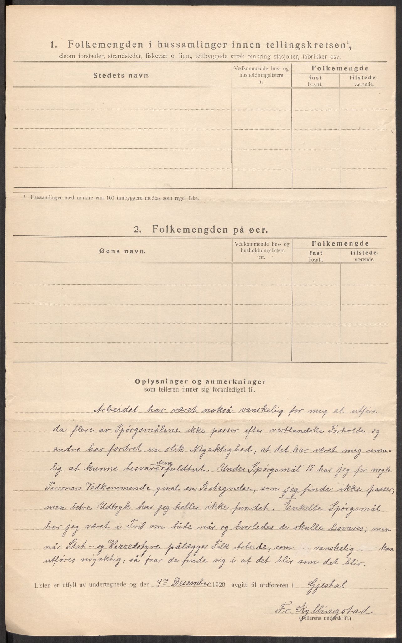 SAST, 1920 census for Gjesdal, 1920, p. 21