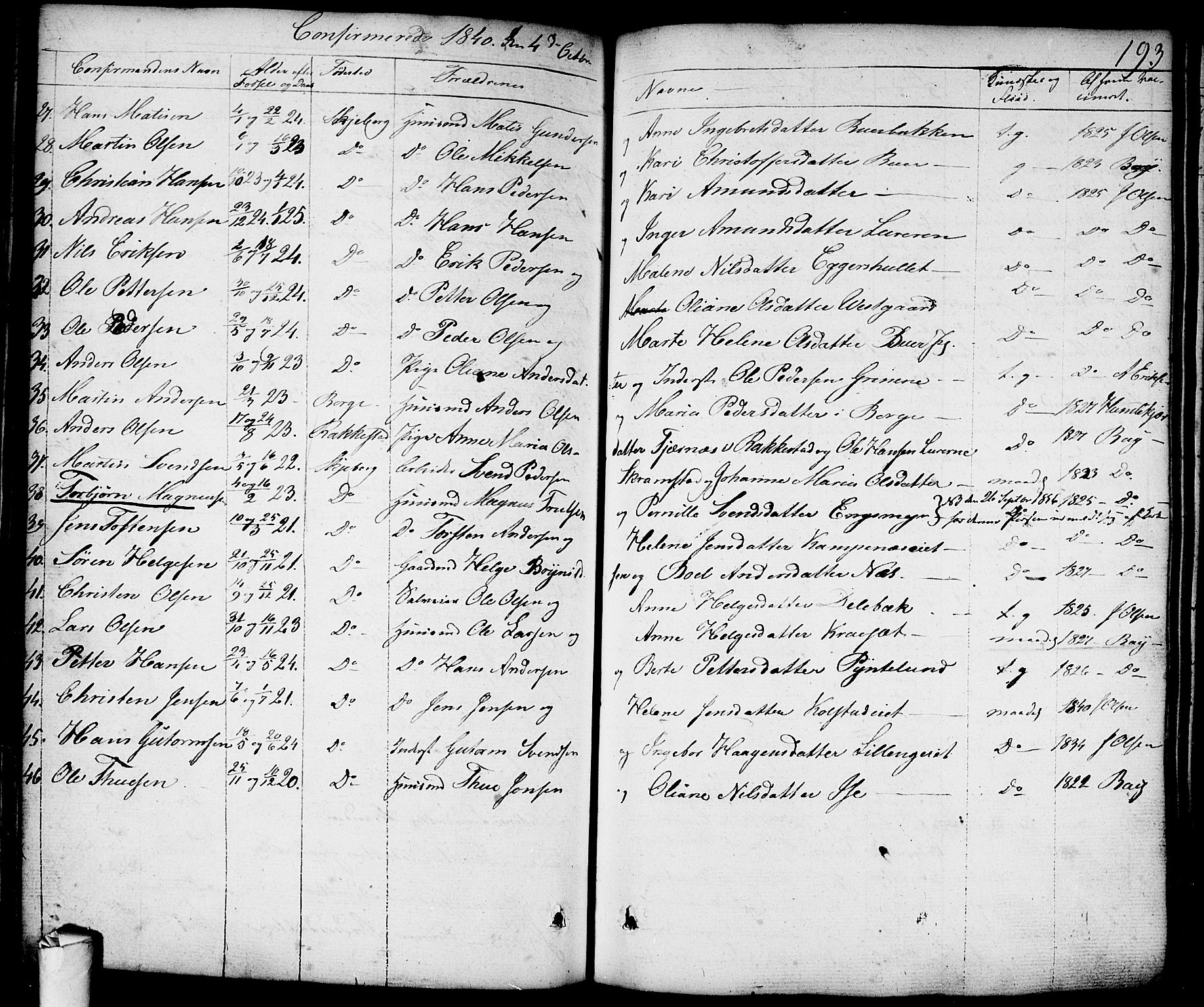 Skjeberg prestekontor Kirkebøker, SAO/A-10923/F/Fa/L0005: Parish register (official) no. I 5, 1830-1845, p. 193