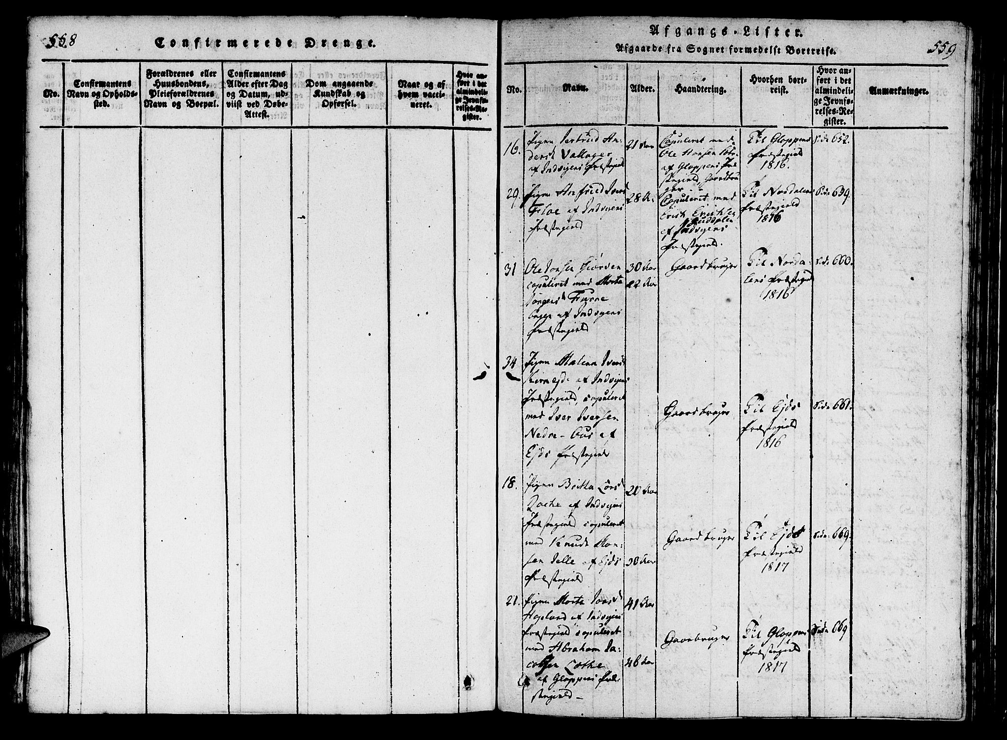 Innvik sokneprestembete, SAB/A-80501: Parish register (official) no. A 2, 1816-1821, p. 558-559