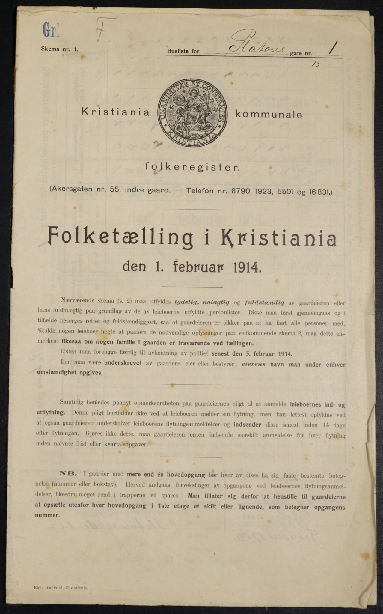 OBA, Municipal Census 1914 for Kristiania, 1914, p. 80262