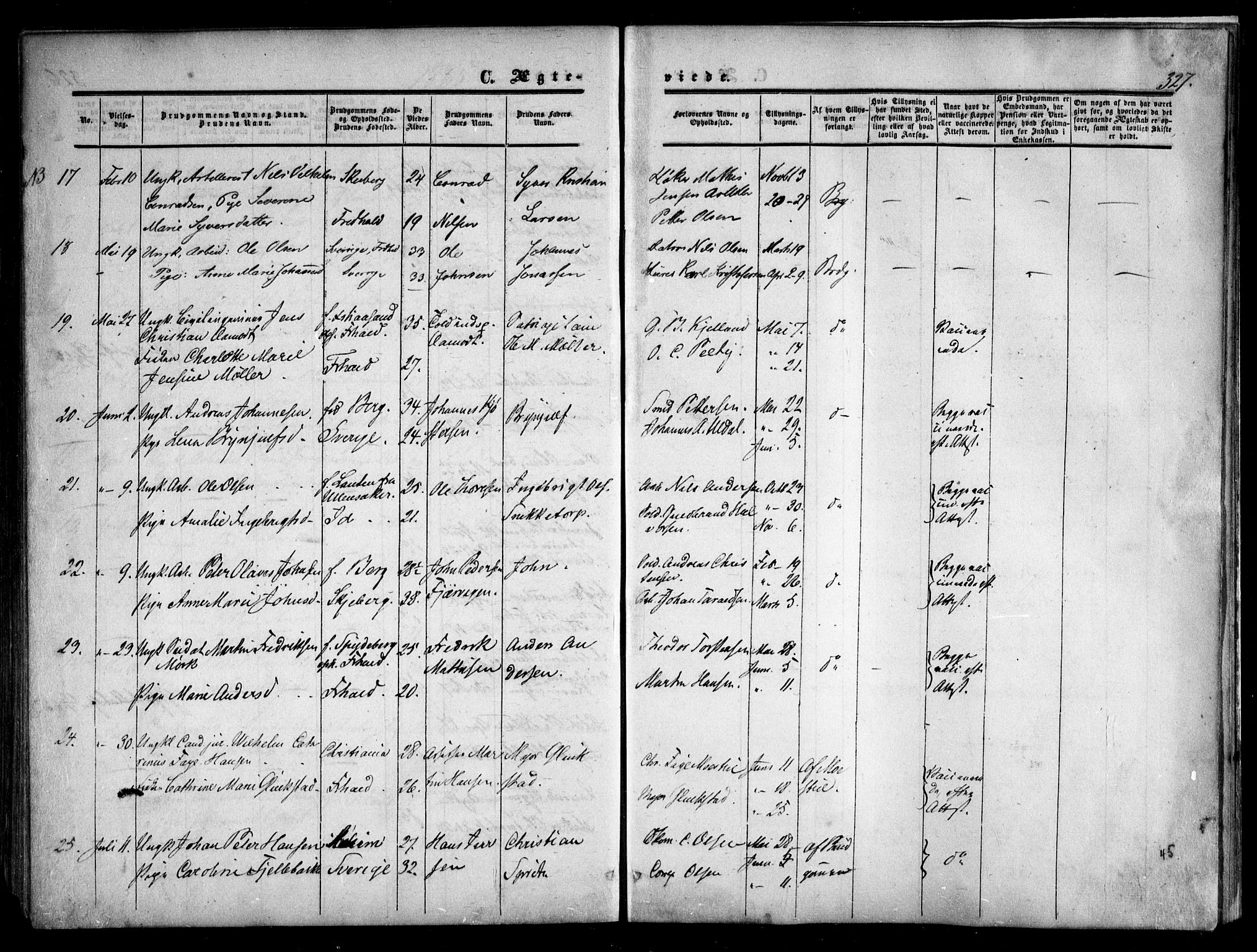 Halden prestekontor Kirkebøker, AV/SAO-A-10909/F/Fa/L0007: Parish register (official) no. I 7, 1857-1865, p. 327