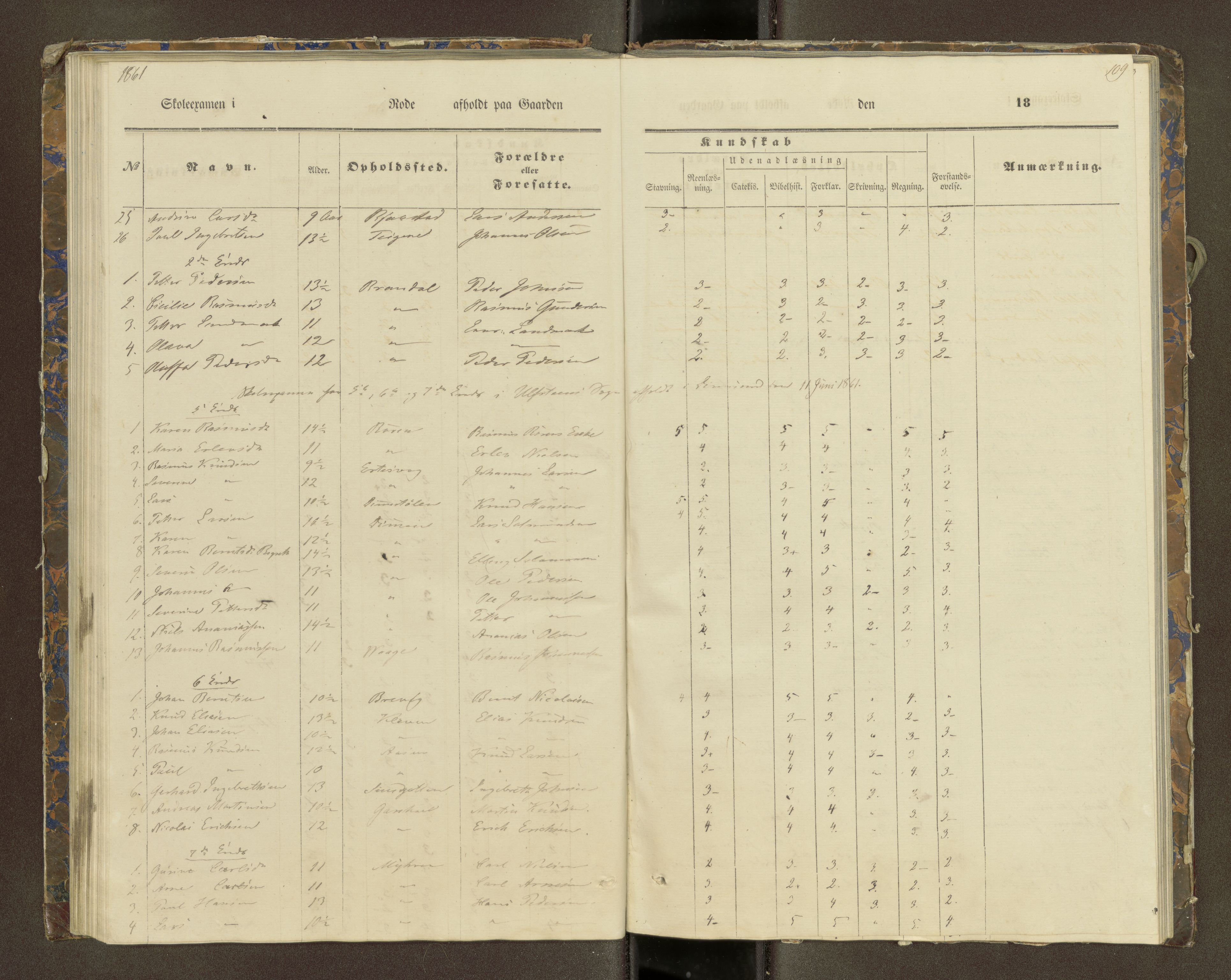 Ulstein sokneprestkontor, SAT/A-1005/1/III/III2/III2f/L0001: Skoleeksamensprotokoll, 1850-1861, p. 109