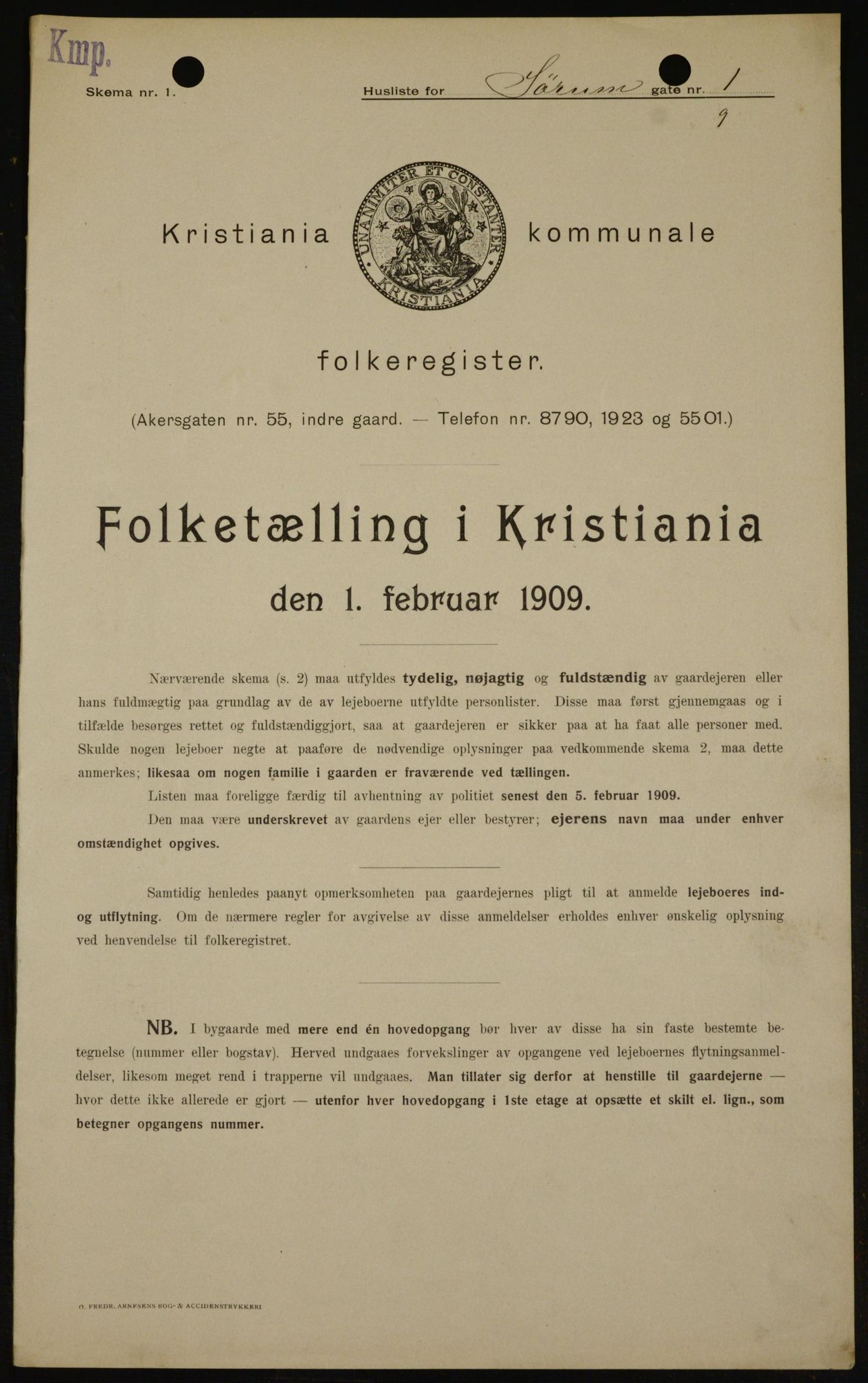 OBA, Municipal Census 1909 for Kristiania, 1909, p. 96840