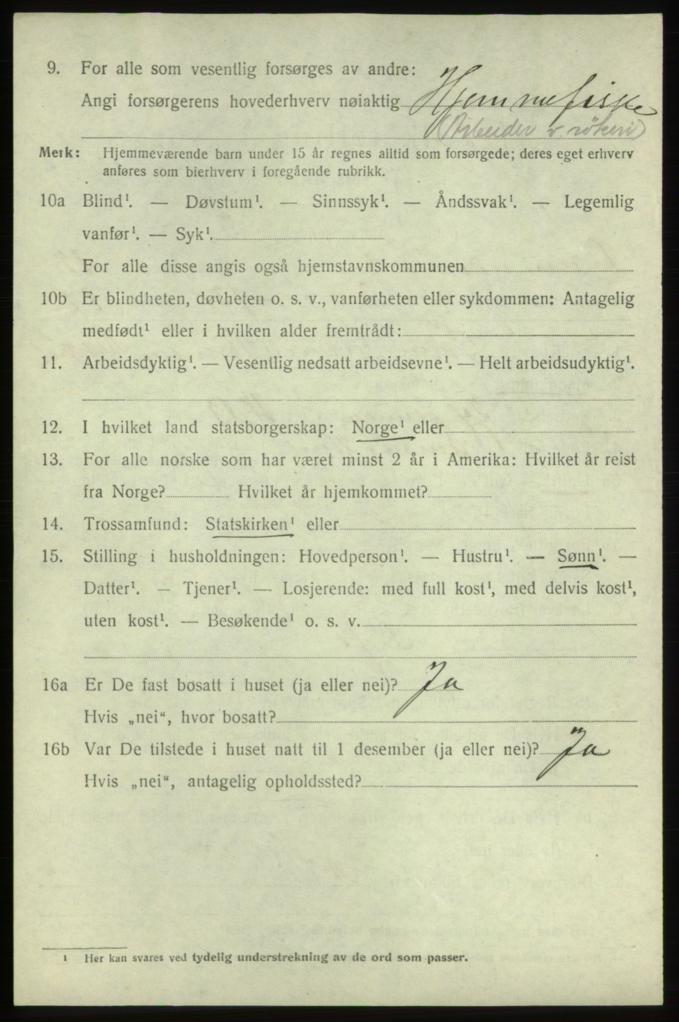 SAB, 1920 census for Bremnes, 1920, p. 7599