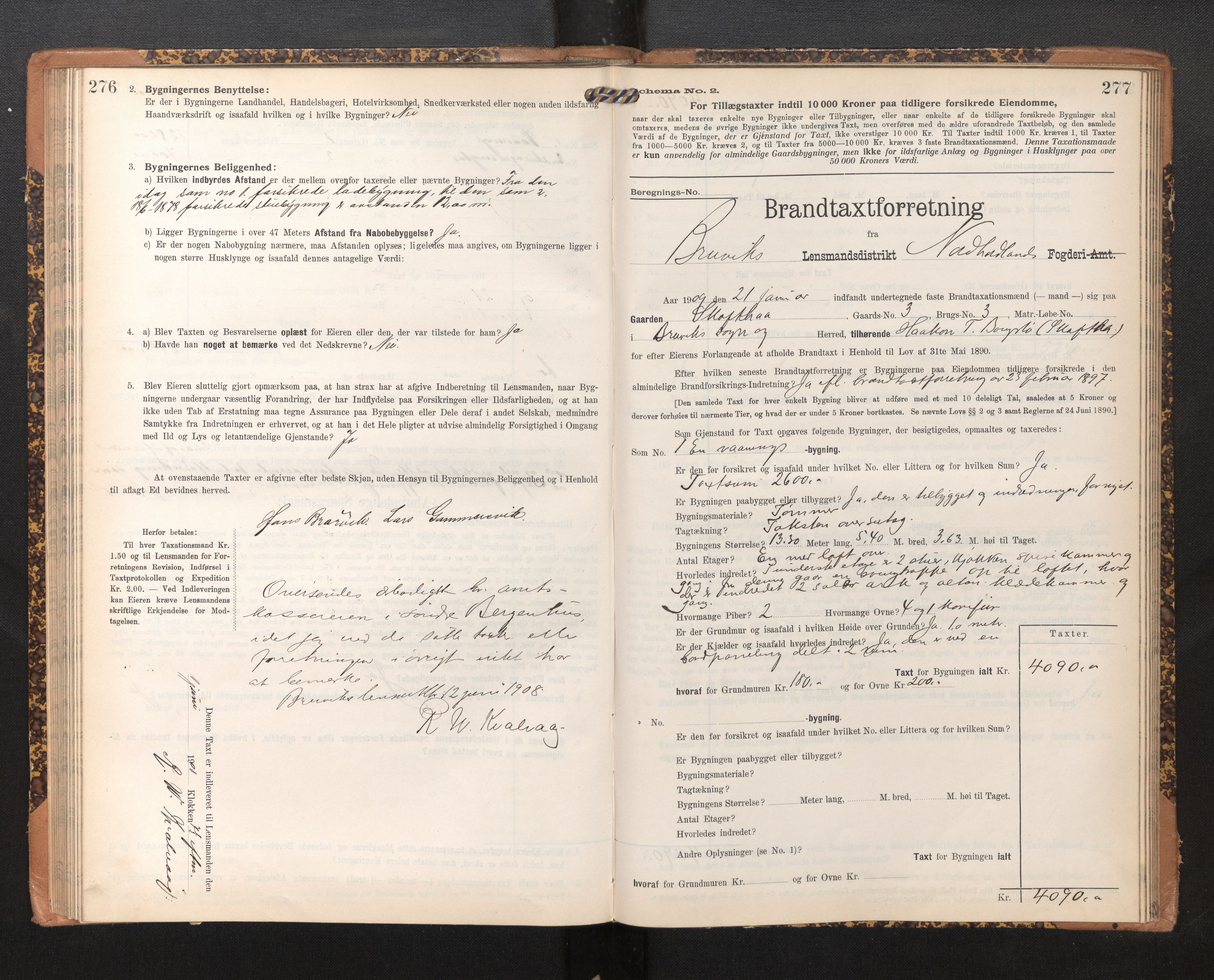 Lensmannen i Bruvik, SAB/A-31301/0012/L0007: Branntakstprotokoll, skjematakst, 1906-1918, p. 276-277