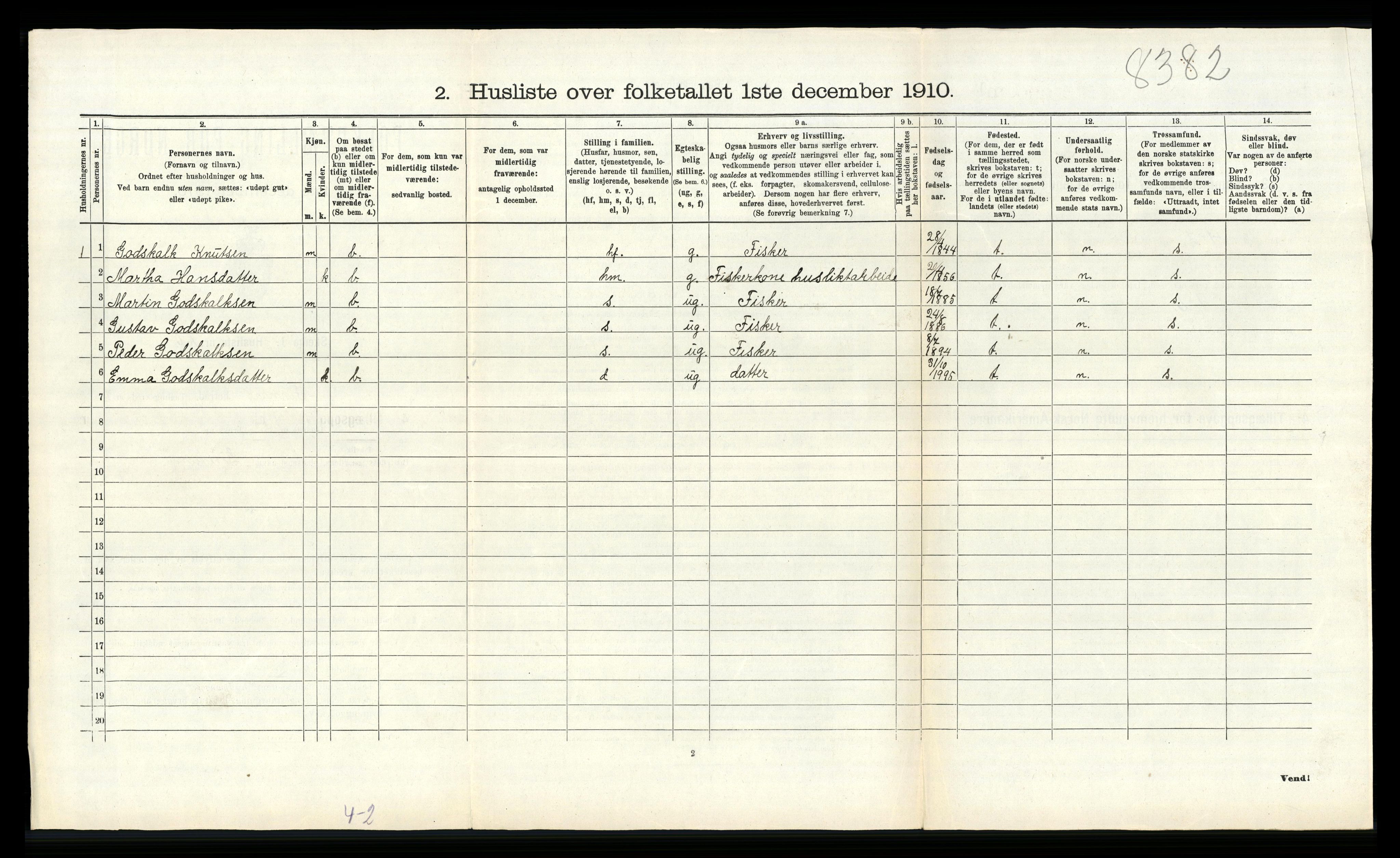 RA, 1910 census for Finnås, 1910, p. 821