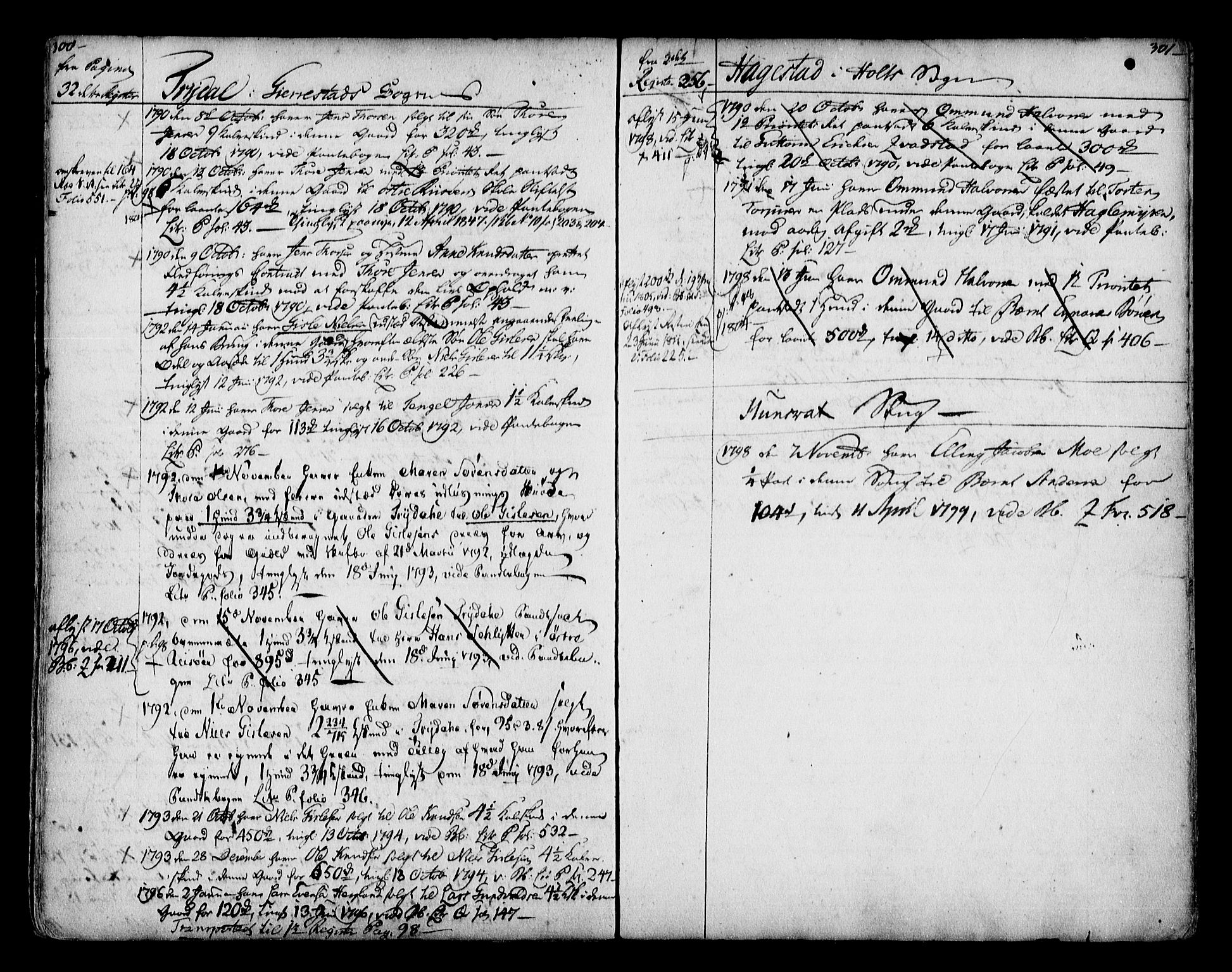 Nedenes sorenskriveri før 1824, SAK/1221-0007/G/Ga/L0004: Mortgage register no. 4, 1770-1799, p. 300-301