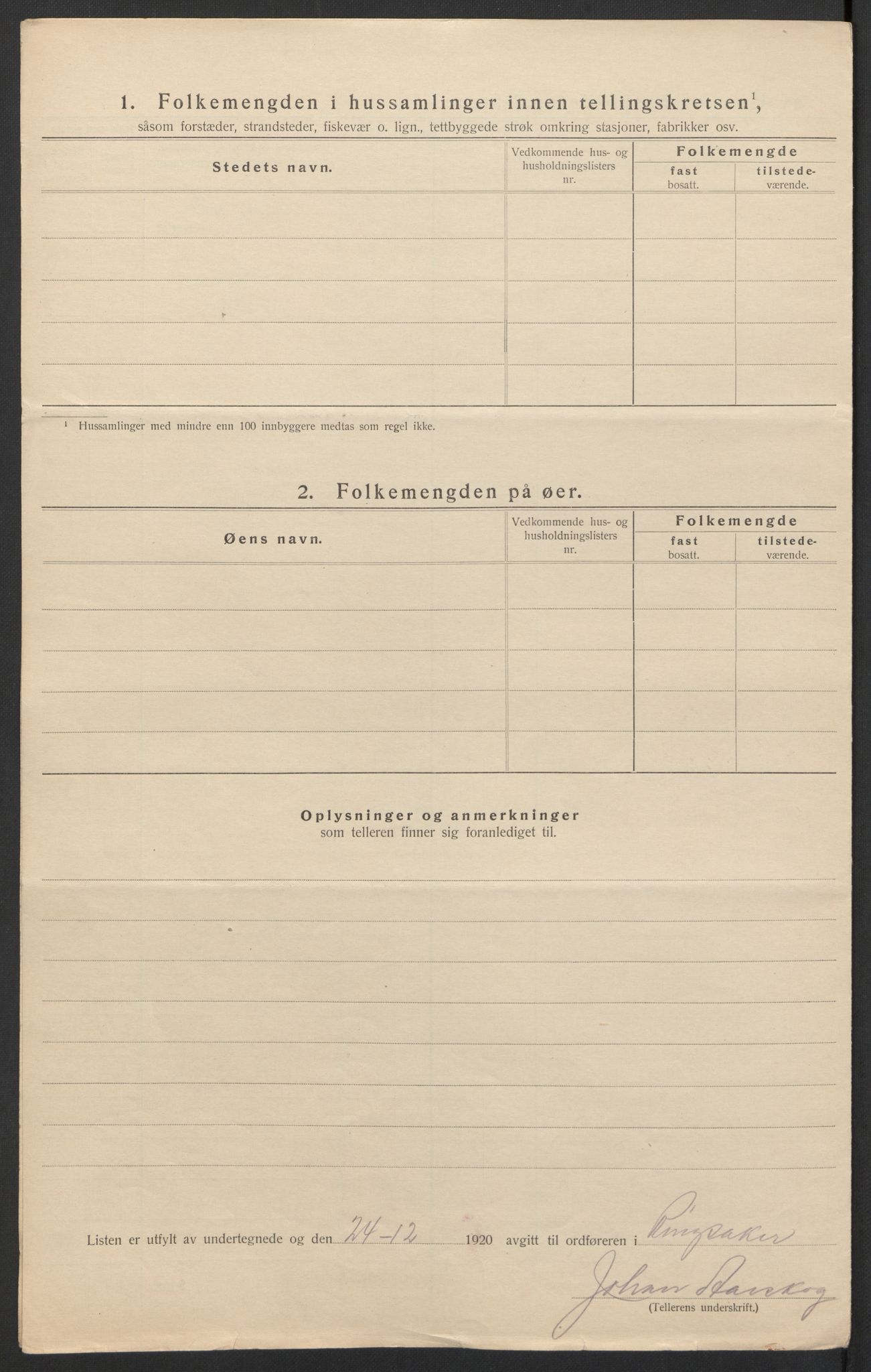 SAH, 1920 census for Ringsaker, 1920, p. 98