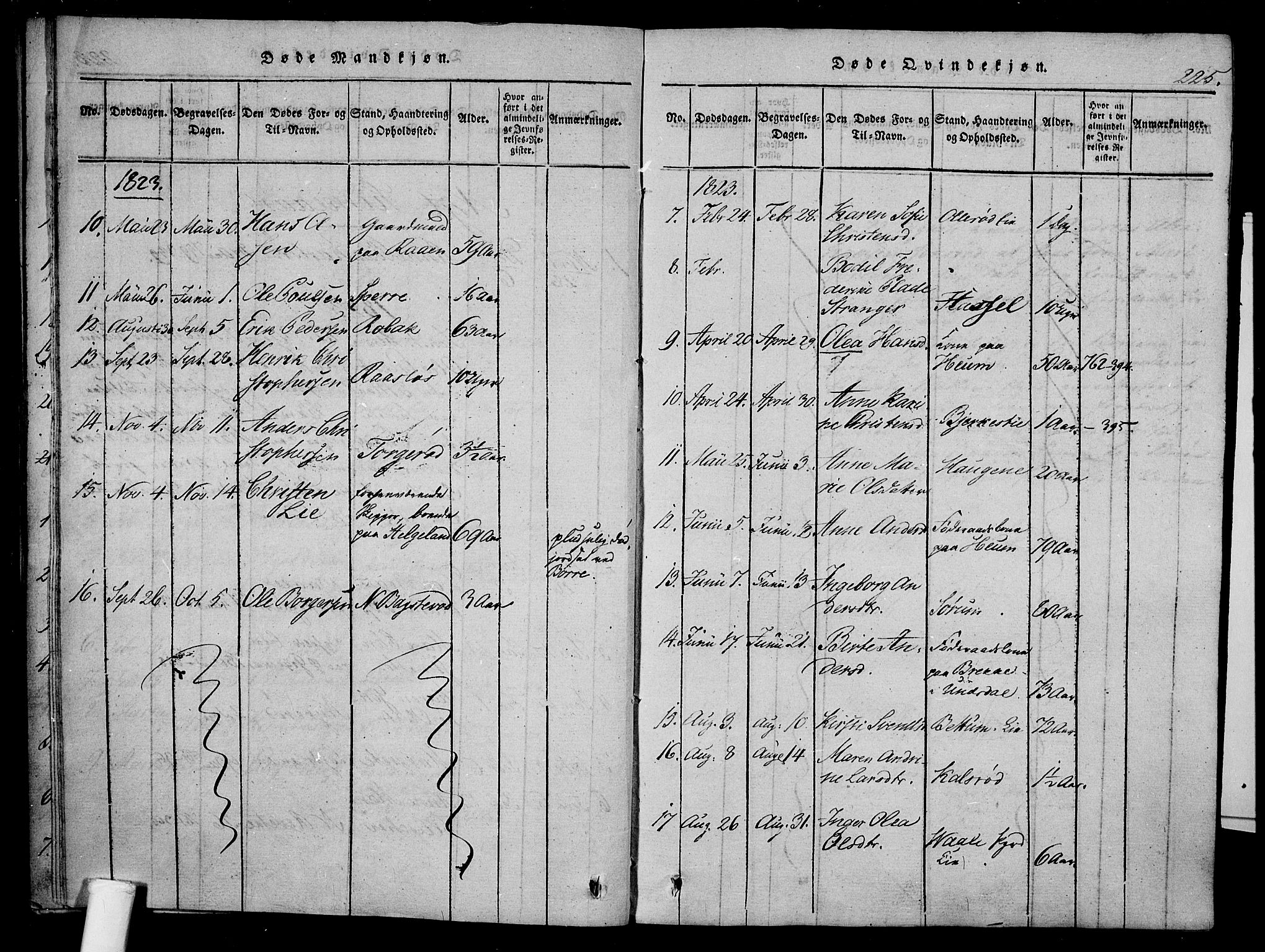 Våle kirkebøker, AV/SAKO-A-334/F/Fa/L0007: Parish register (official) no. I 7, 1814-1824, p. 224-225