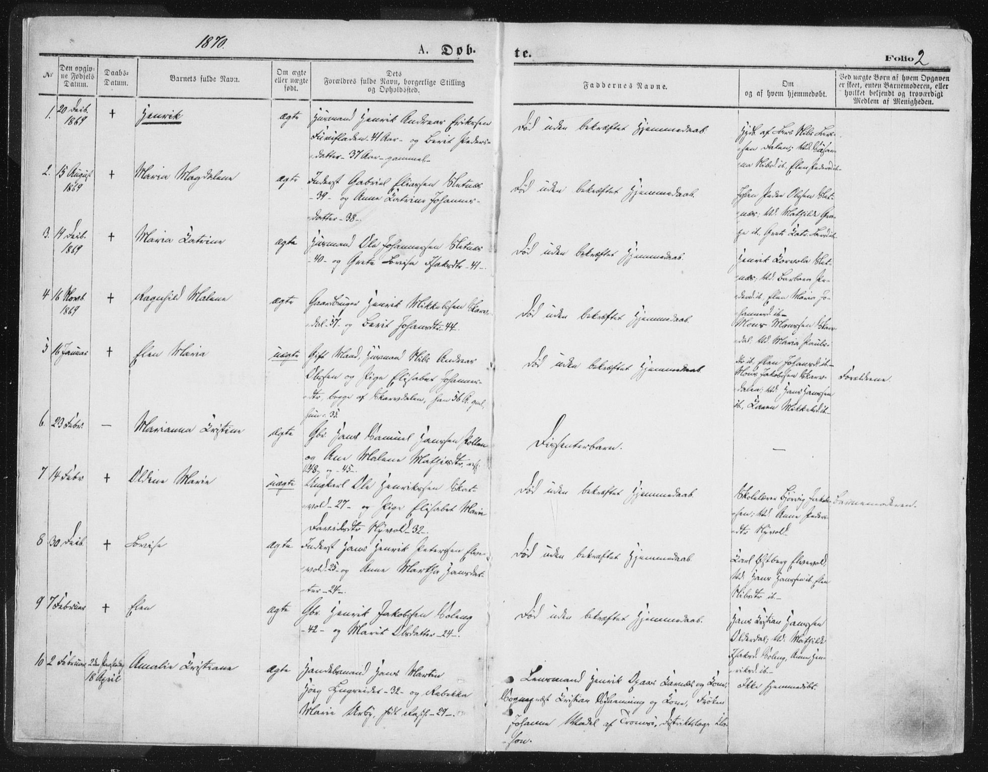 Lyngen sokneprestembete, AV/SATØ-S-1289/H/He/Hea/L0006kirke: Parish register (official) no. 6, 1870-1878, p. 2