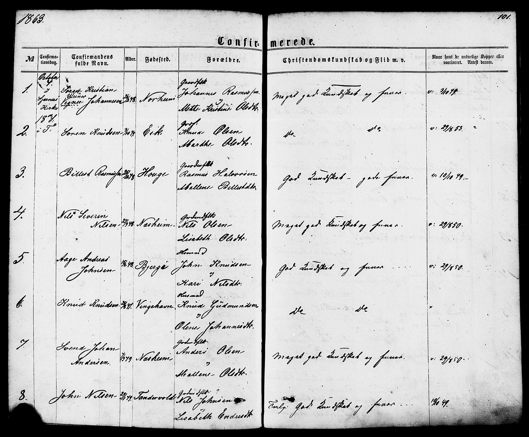 Nedstrand sokneprestkontor, SAST/A-101841/01/IV: Parish register (official) no. A 10, 1861-1887, p. 101