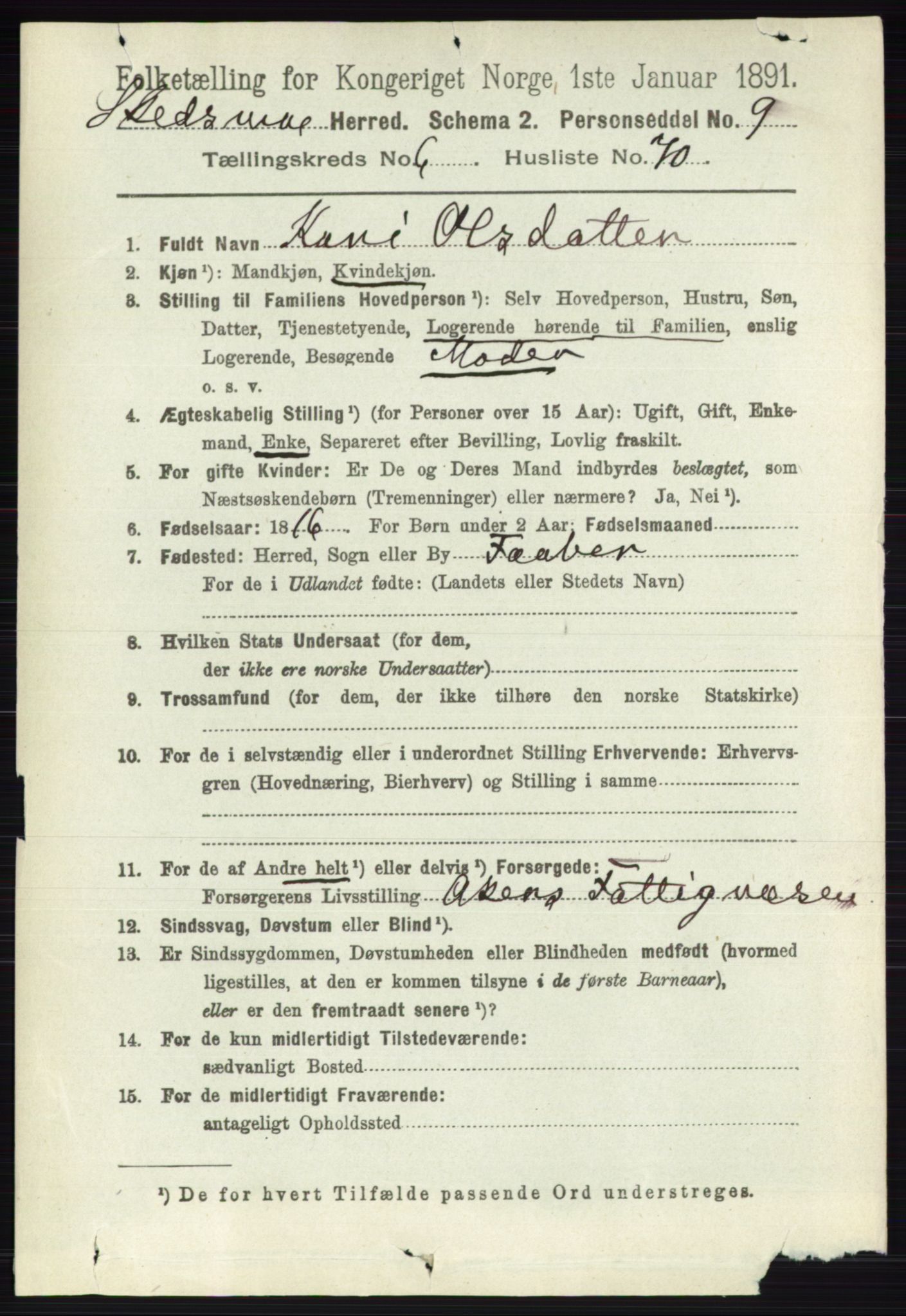 RA, 1891 census for 0231 Skedsmo, 1891, p. 3264