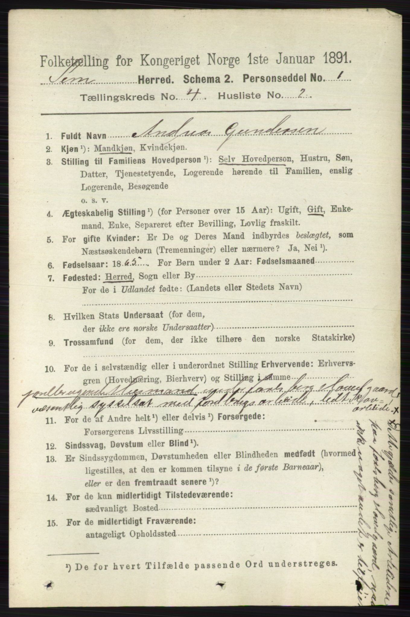 RA, 1891 census for 0721 Sem, 1891, p. 1546