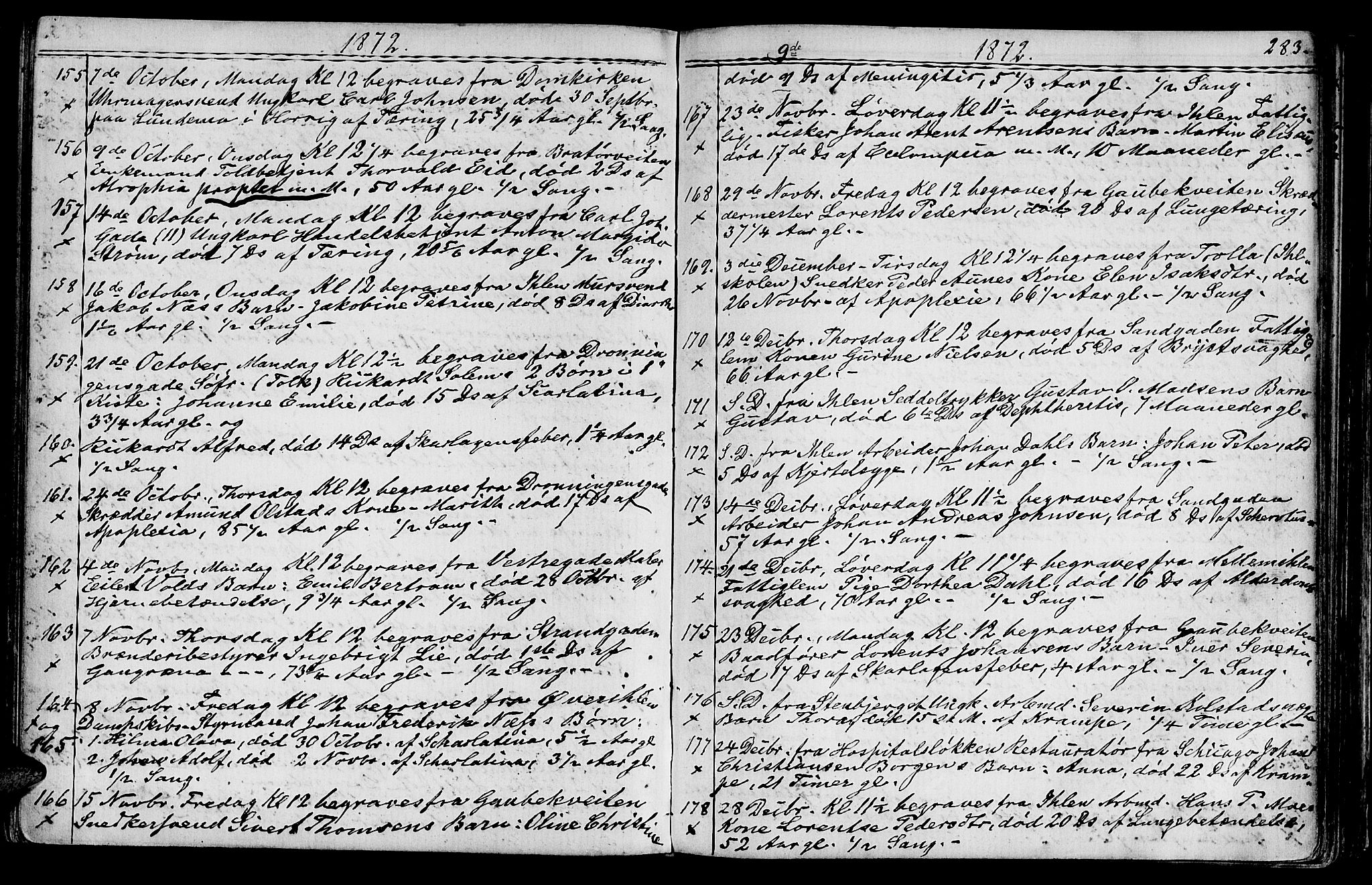 Ministerialprotokoller, klokkerbøker og fødselsregistre - Sør-Trøndelag, SAT/A-1456/602/L0142: Parish register (copy) no. 602C10, 1872-1894, p. 283