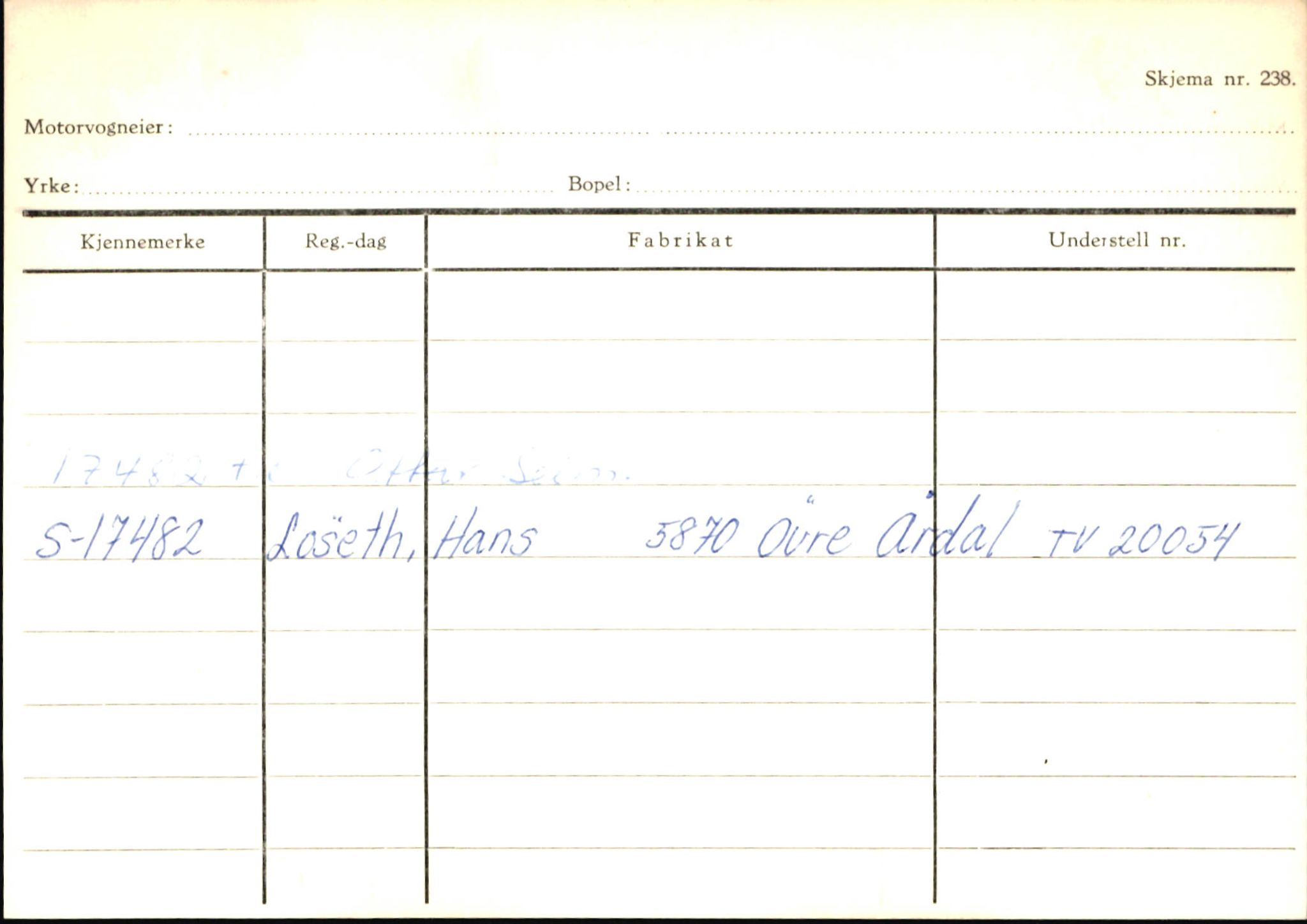 Statens vegvesen, Sogn og Fjordane vegkontor, AV/SAB-A-5301/4/F/L0146: Registerkort Årdal R-Å samt diverse kort, 1945-1975, p. 265