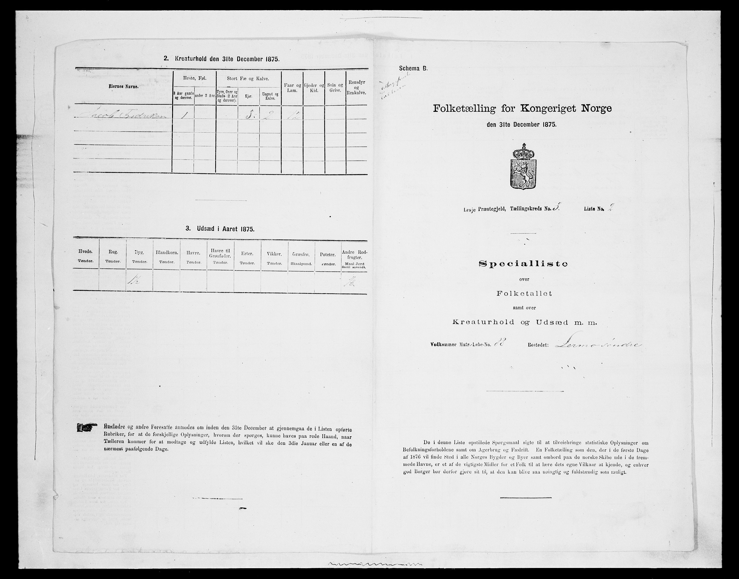 SAH, 1875 census for 0512P Lesja, 1875, p. 373