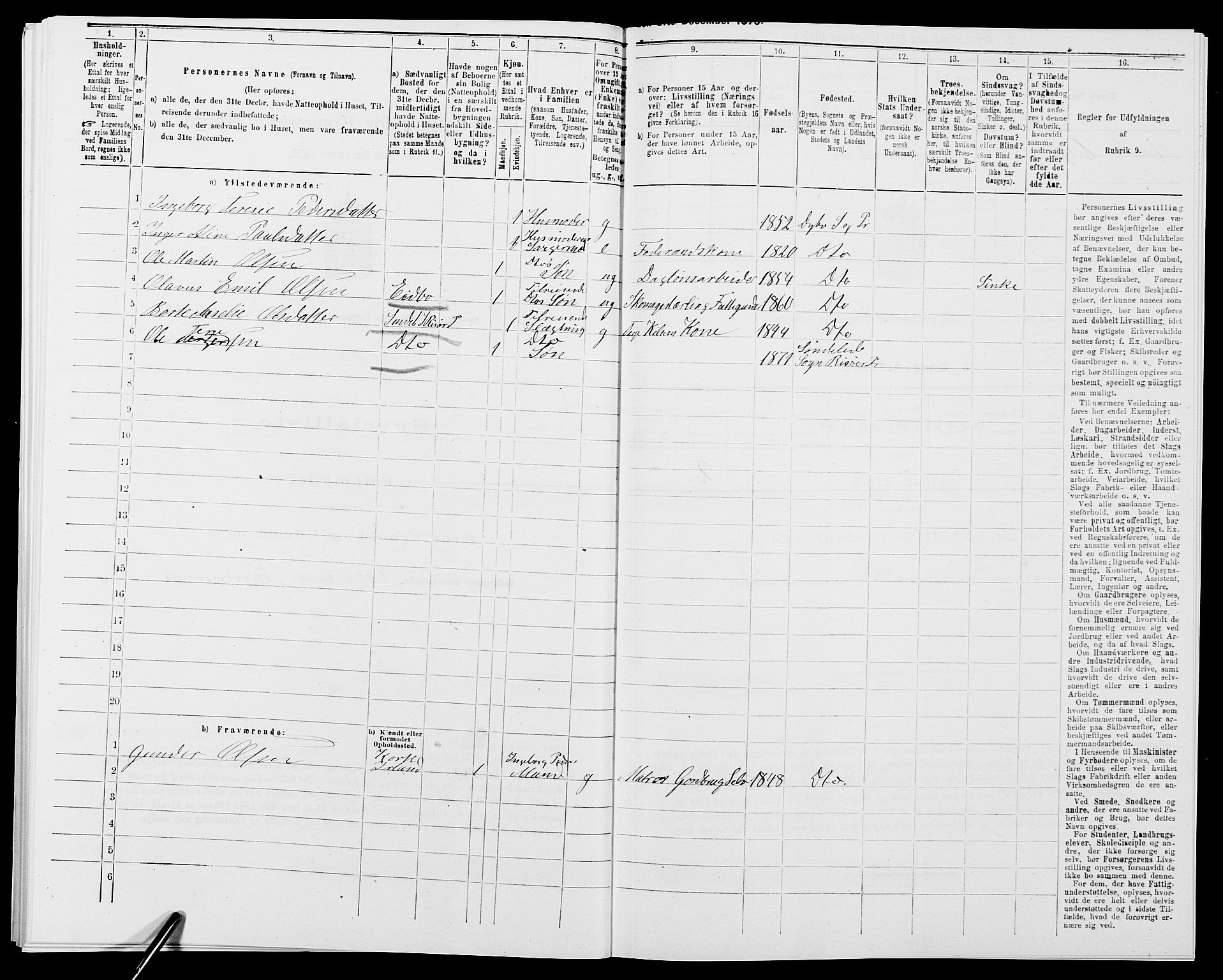 SAK, 1875 census for 0915P Dypvåg, 1875, p. 520