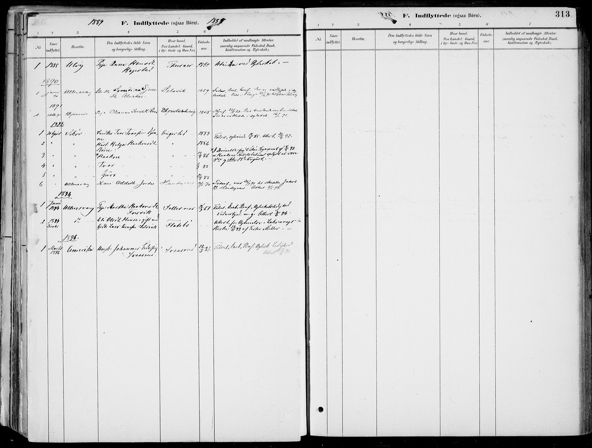 Strandebarm sokneprestembete, SAB/A-78401/H/Haa: Parish register (official) no. E  1, 1886-1908, p. 313