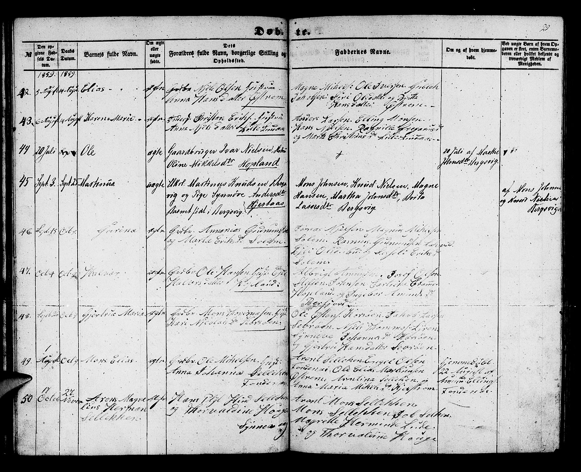 Lindås Sokneprestembete, SAB/A-76701/H/Hab: Parish register (copy) no. C 1, 1853-1867, p. 29
