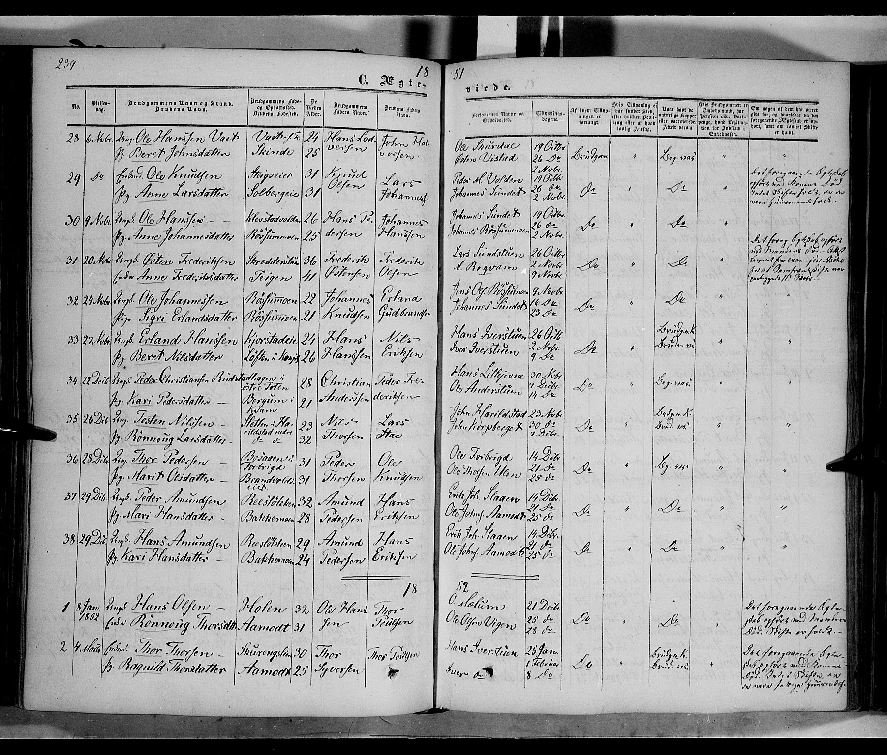 Nord-Fron prestekontor, SAH/PREST-080/H/Ha/Haa/L0001: Parish register (official) no. 1, 1851-1864, p. 239
