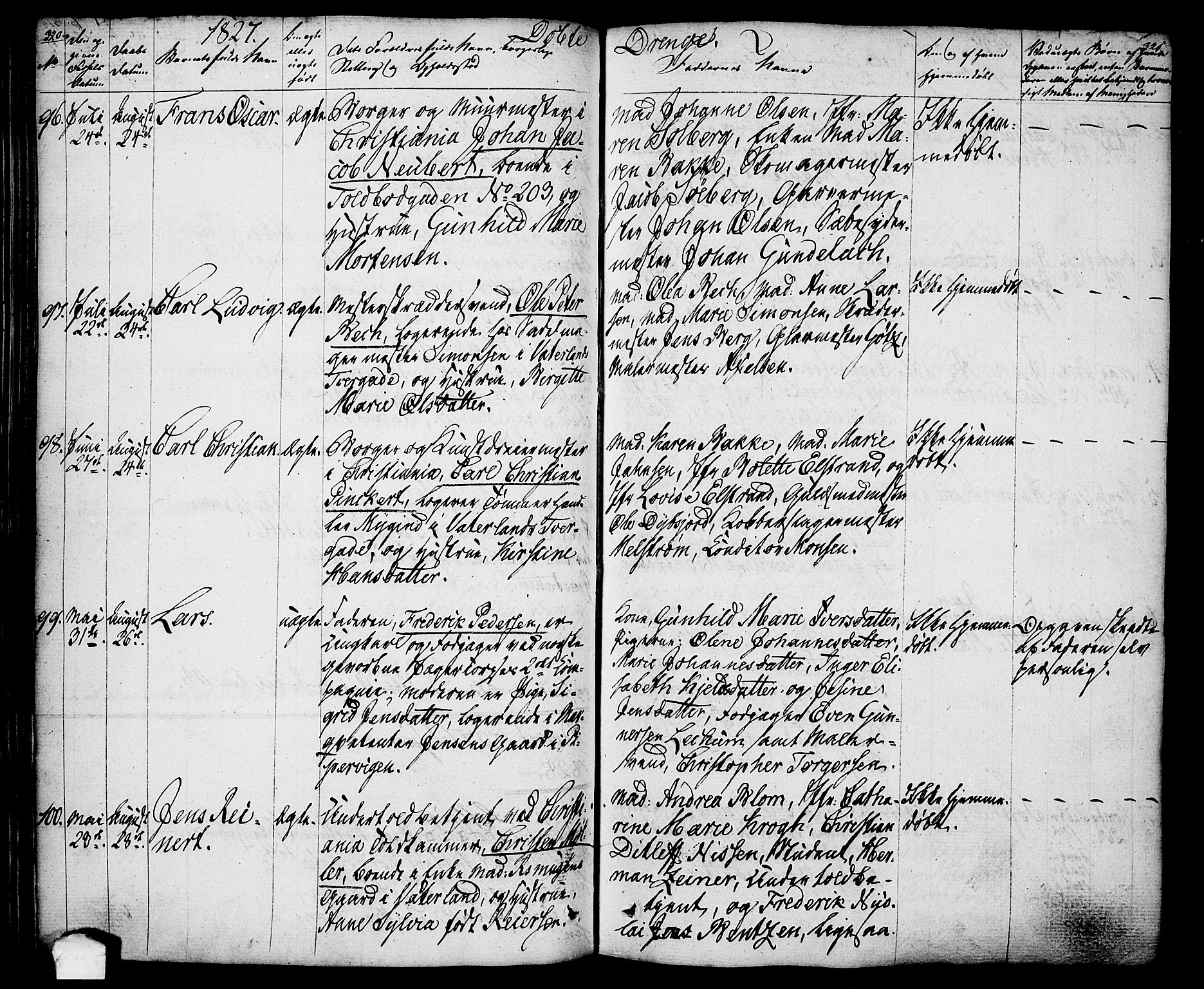 Oslo domkirke Kirkebøker, SAO/A-10752/F/Fa/L0010: Parish register (official) no. 10, 1824-1830, p. 320-321