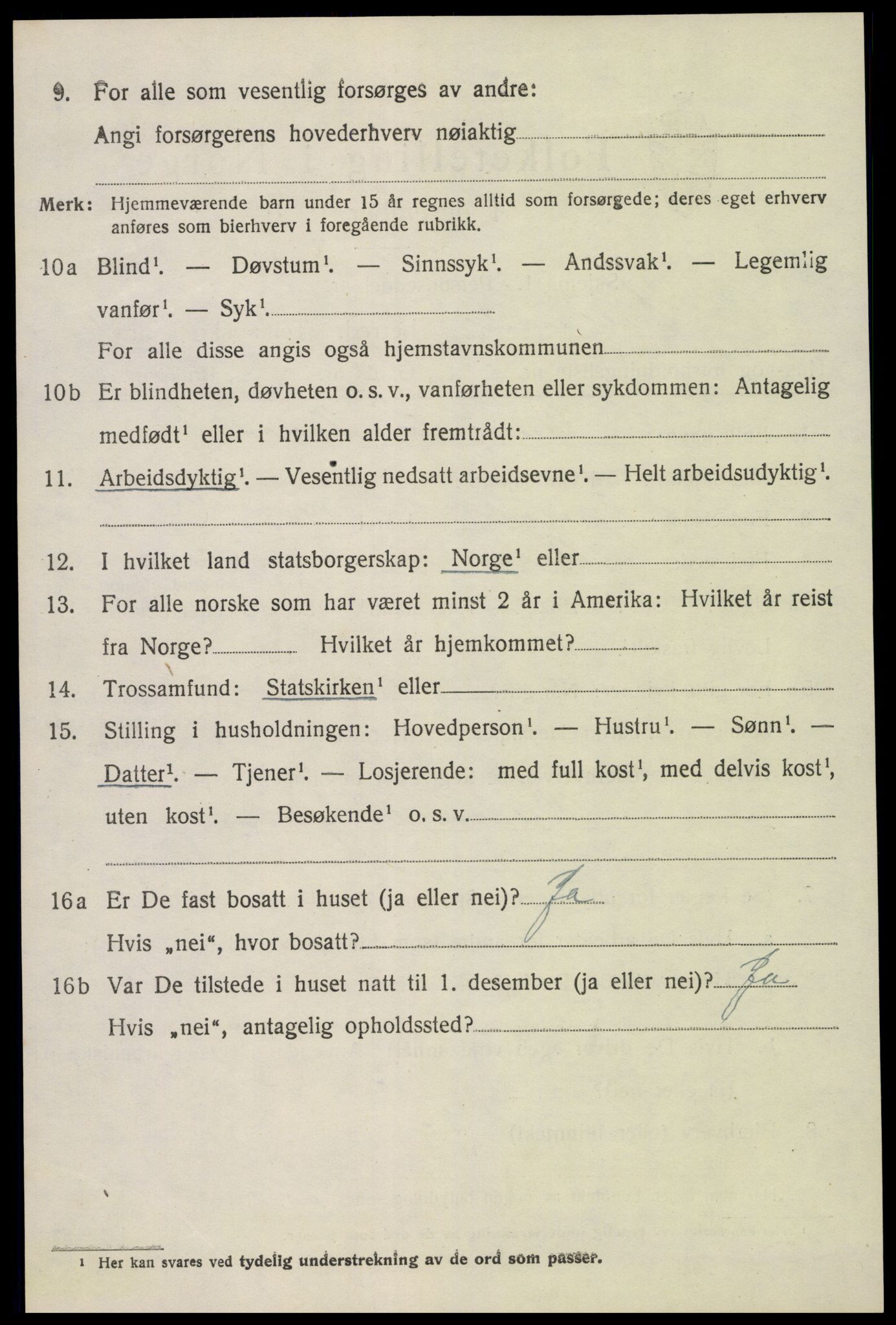 SAK, 1920 census for Iveland, 1920, p. 2116