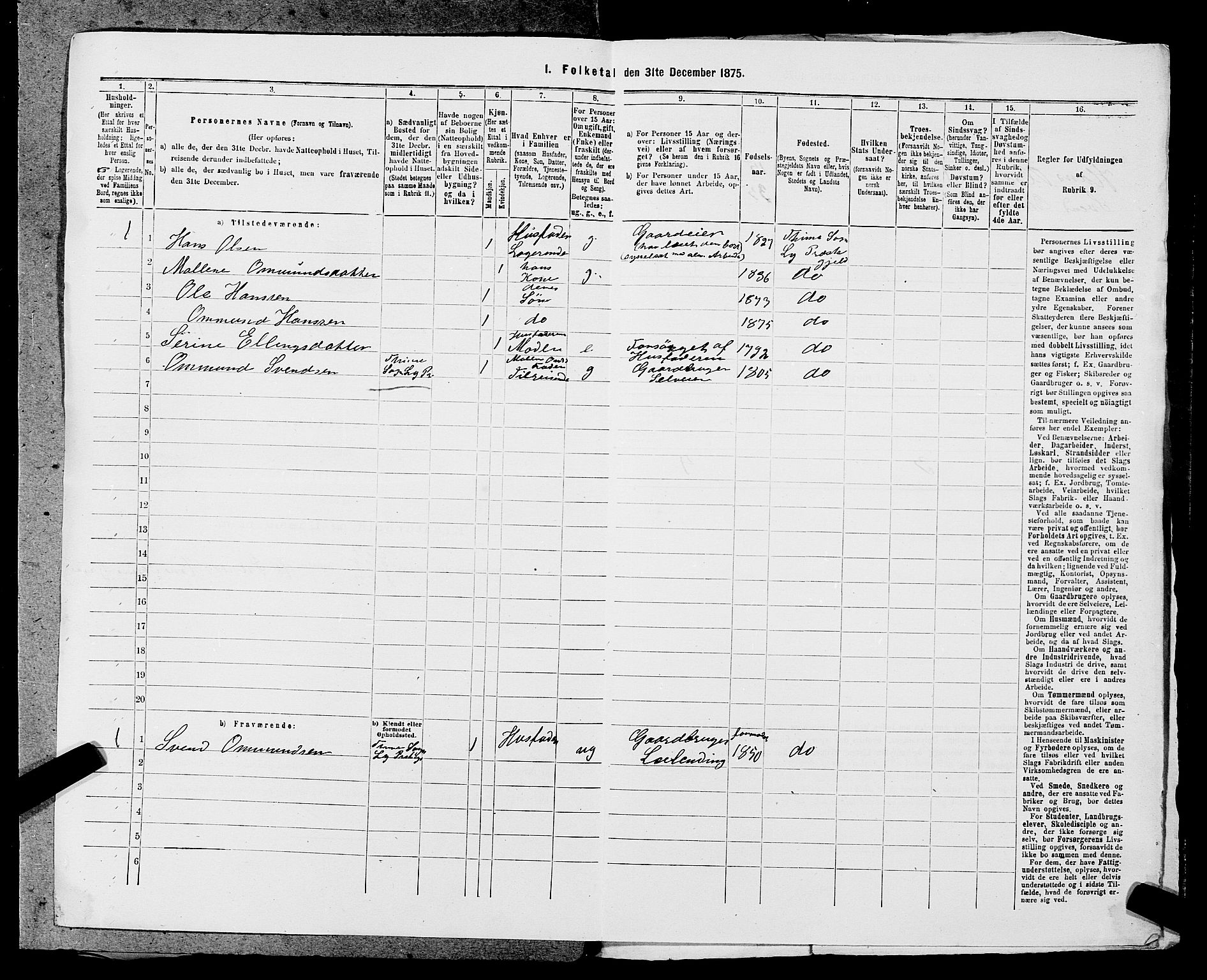 SAST, 1875 census for 1121P Lye, 1875, p. 804