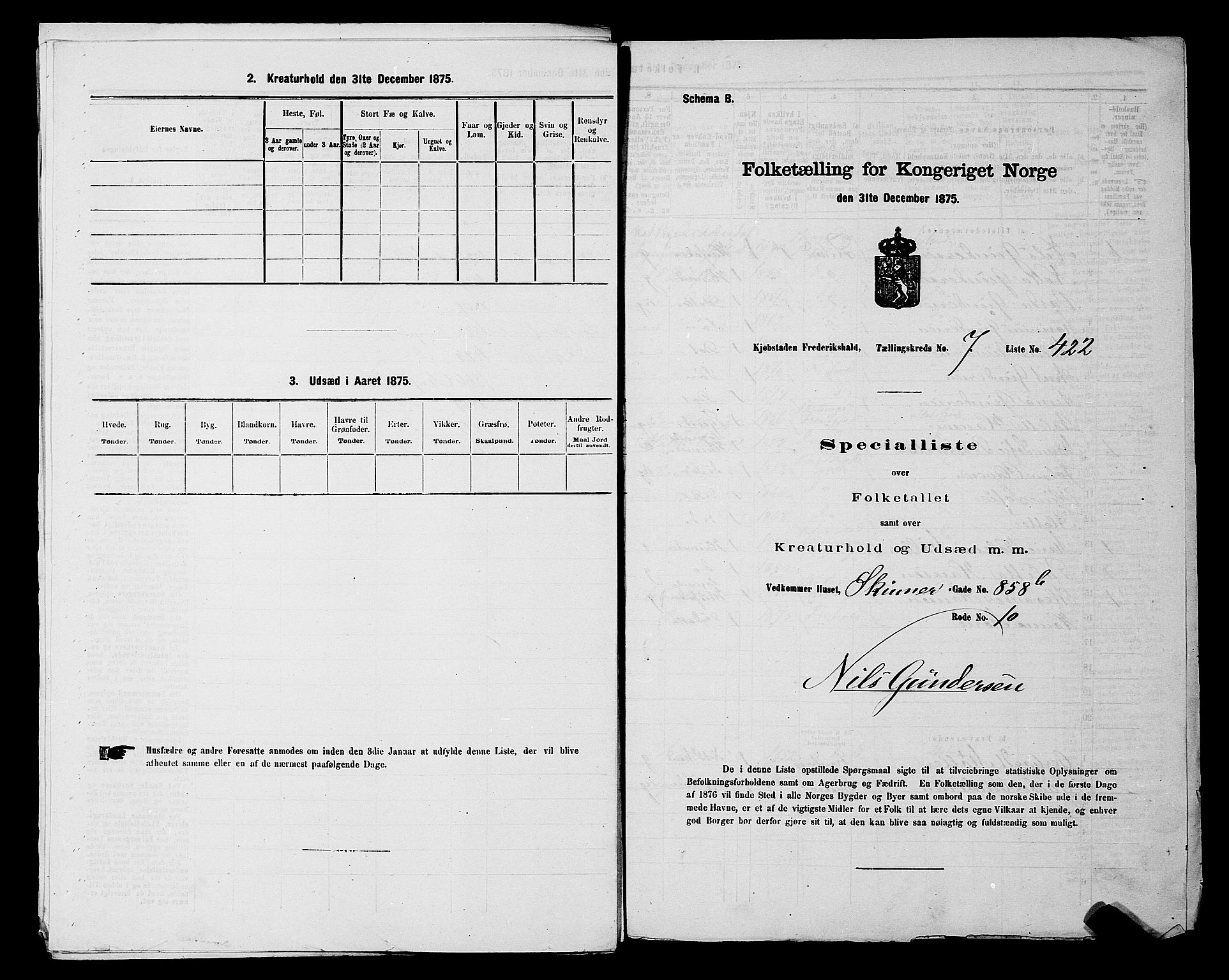 RA, 1875 census for 0101P Fredrikshald, 1875, p. 1120