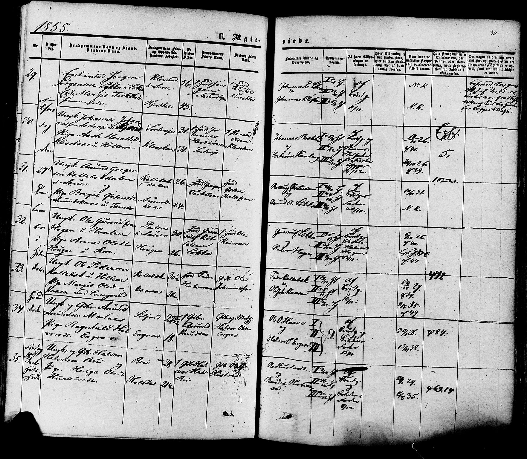 Heddal kirkebøker, SAKO/A-268/F/Fa/L0007: Parish register (official) no. I 7, 1855-1877, p. 311