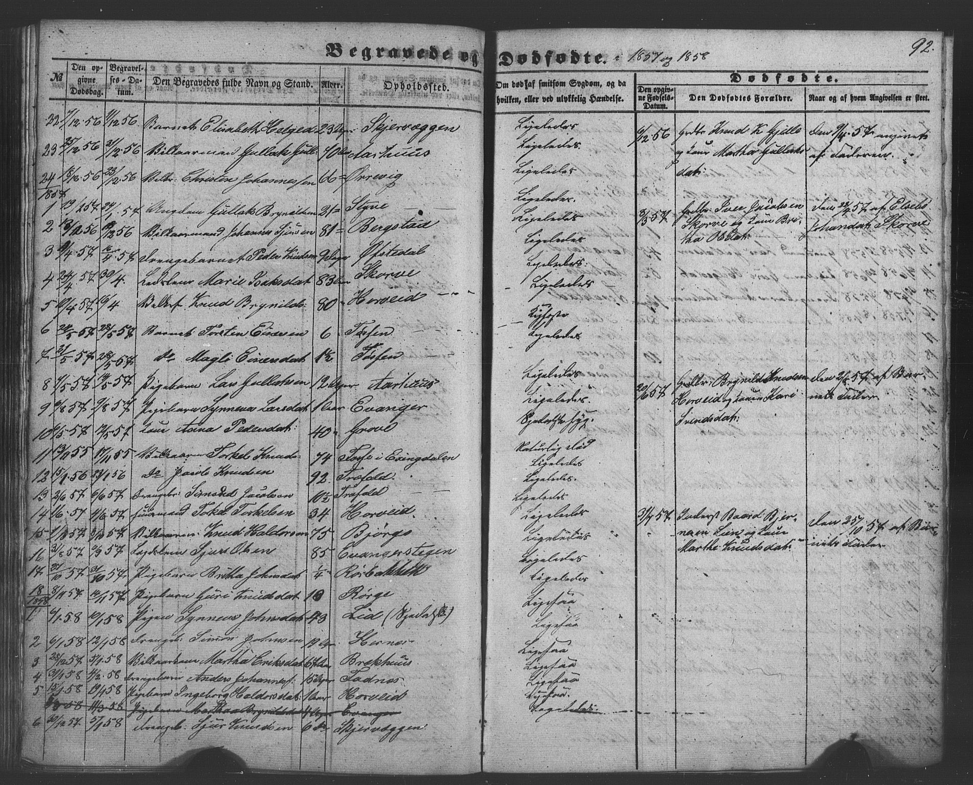 Evanger sokneprestembete, SAB/A-99924: Parish register (copy) no. A 1, 1855-1864, p. 92