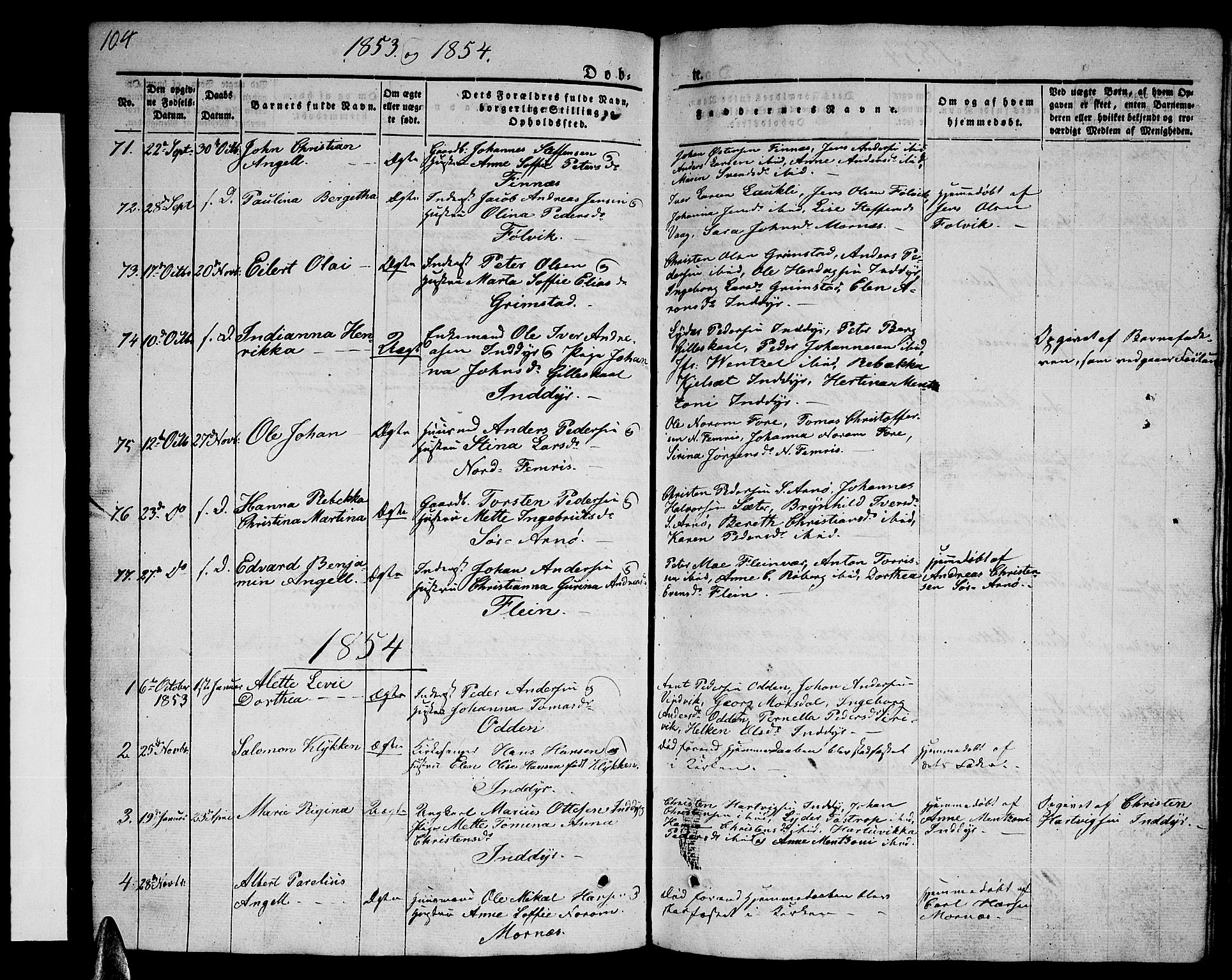 Ministerialprotokoller, klokkerbøker og fødselsregistre - Nordland, AV/SAT-A-1459/805/L0106: Parish register (copy) no. 805C02, 1841-1861, p. 104