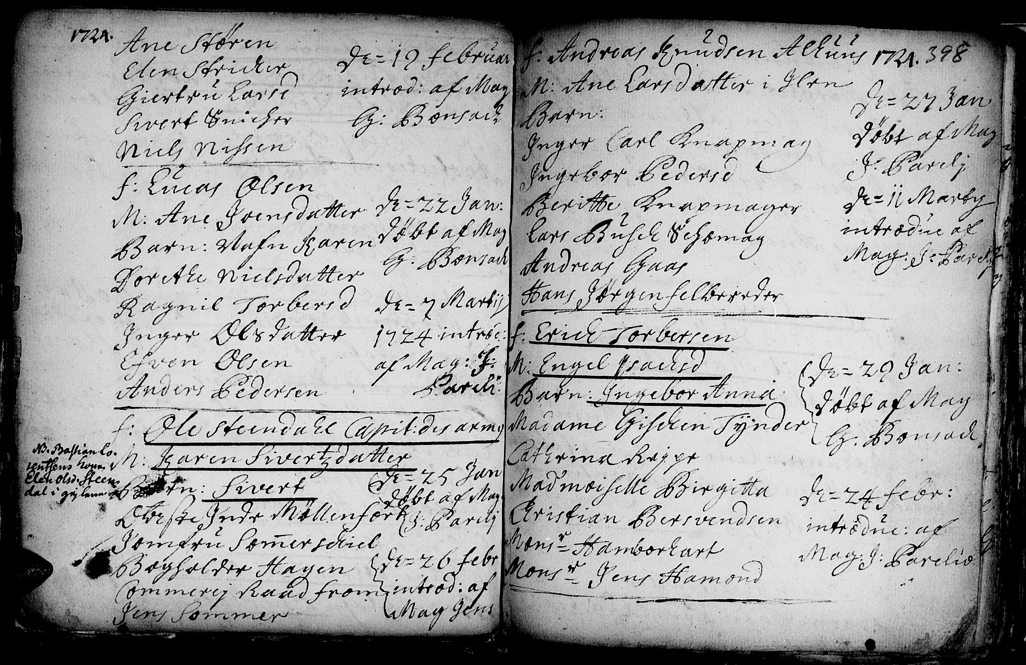 Ministerialprotokoller, klokkerbøker og fødselsregistre - Sør-Trøndelag, AV/SAT-A-1456/601/L0035: Parish register (official) no. 601A03, 1713-1728, p. 398