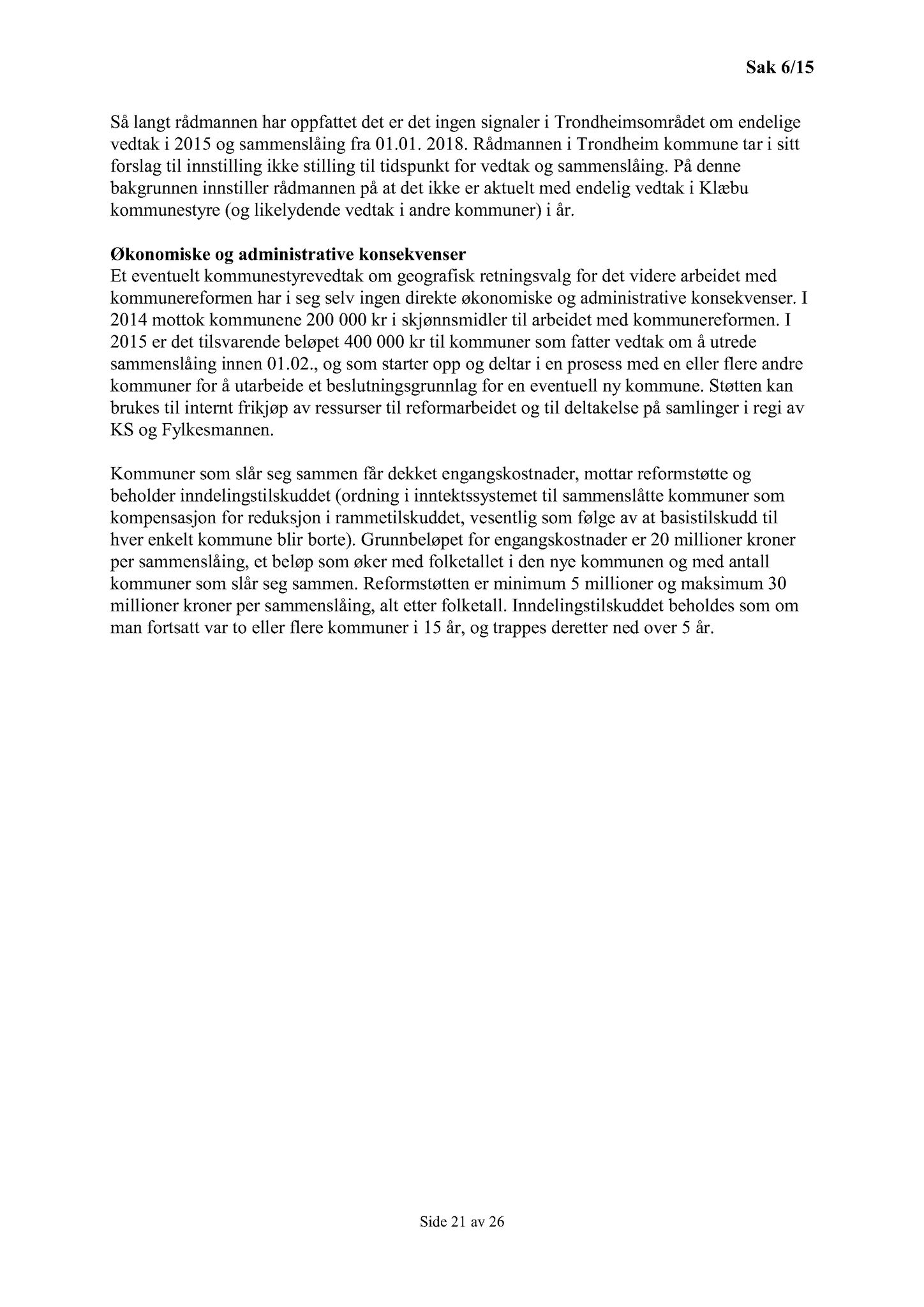 Klæbu Kommune, TRKO/KK/02-FS/L008: Formannsskapet - Møtedokumenter, 2015, p. 23