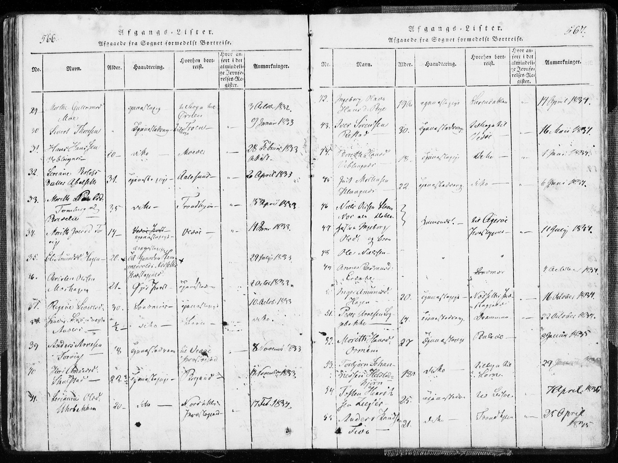 Ministerialprotokoller, klokkerbøker og fødselsregistre - Møre og Romsdal, AV/SAT-A-1454/544/L0571: Parish register (official) no. 544A04, 1818-1853, p. 566-567