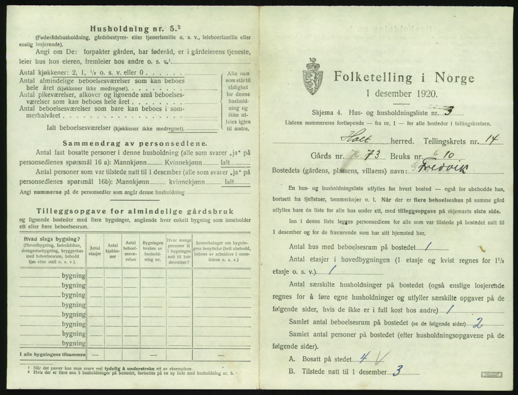 SAK, 1920 census for Holt, 1920, p. 1426