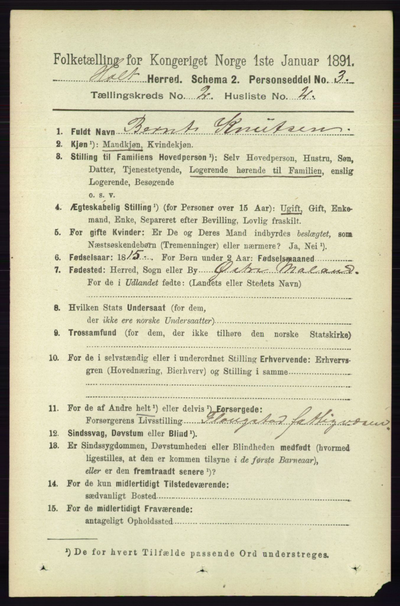 RA, 1891 census for 0914 Holt, 1891, p. 673