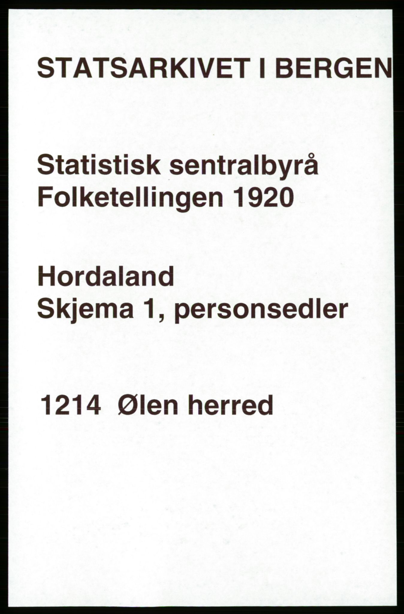 SAB, 1920 census for Ølen, 1920, p. 745