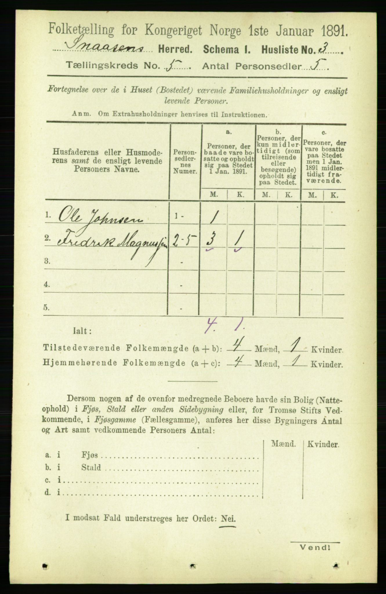 RA, 1891 census for 1736 Snåsa, 1891, p. 1416