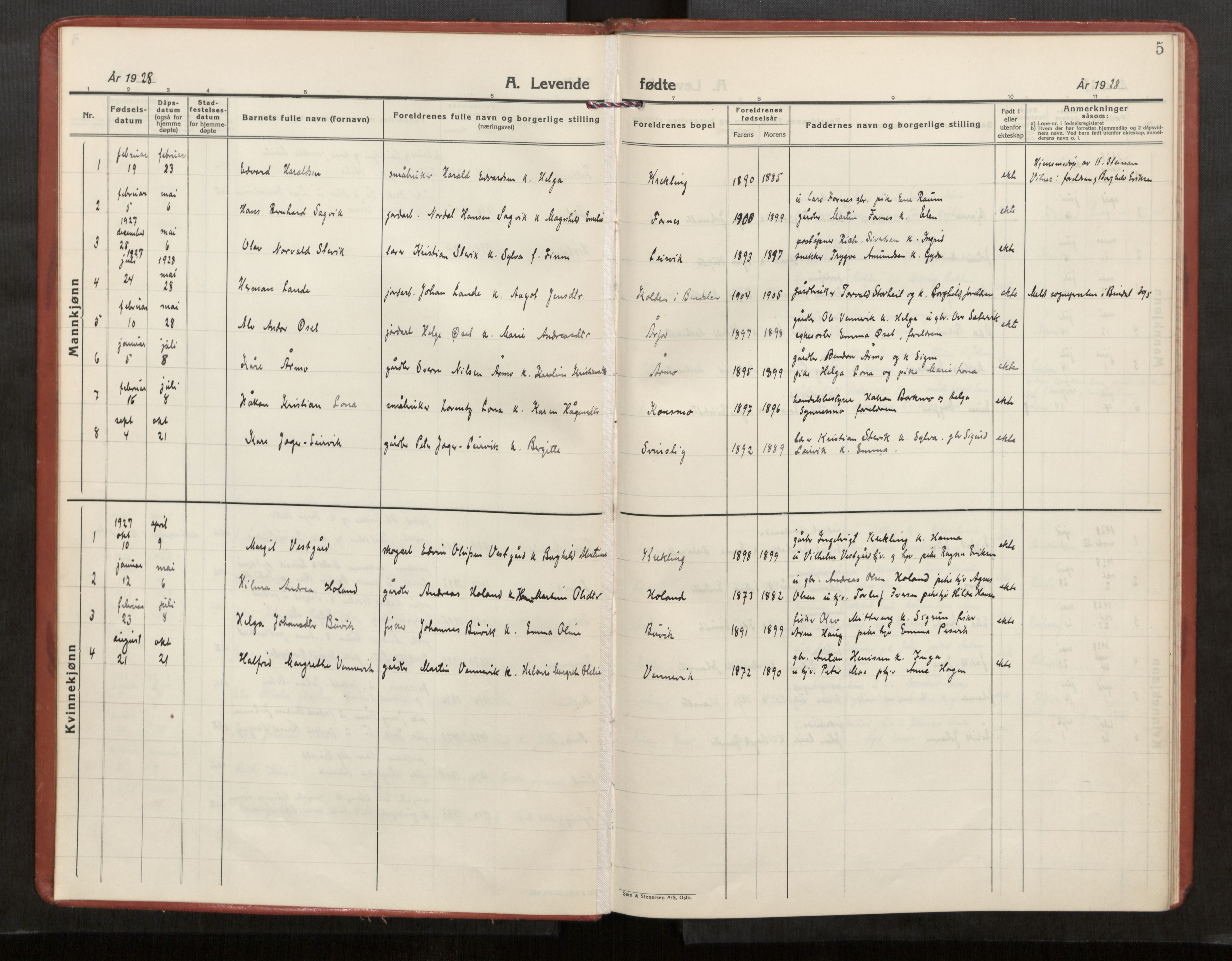 Kolvereid sokneprestkontor, SAT/A-1171/H/Ha/Haa/L0003: Parish register (official) no. 3, 1927-1935, p. 5