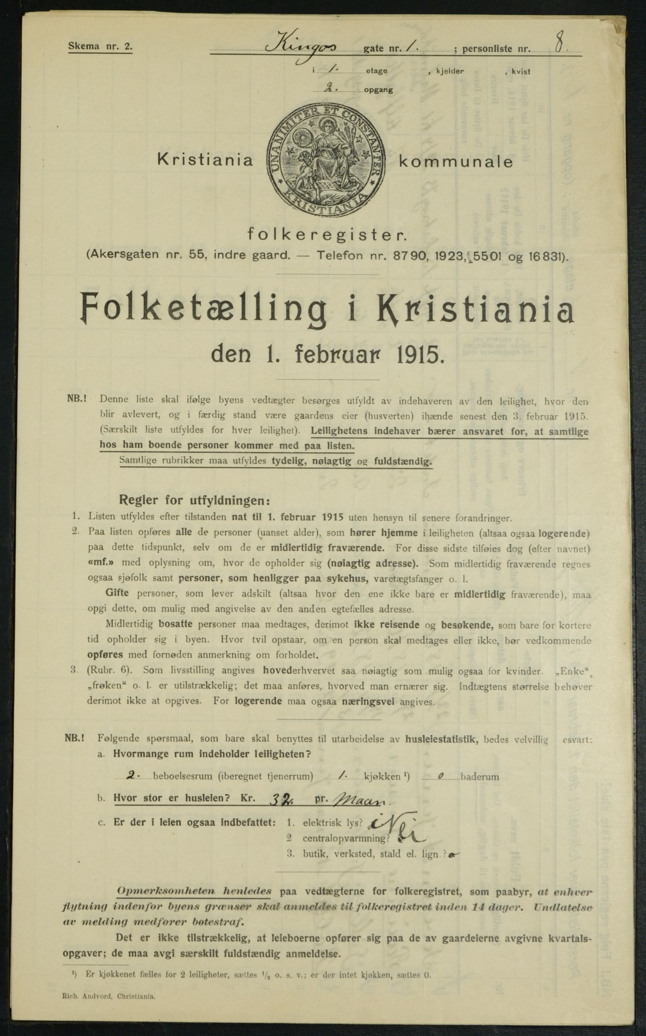 OBA, Municipal Census 1915 for Kristiania, 1915, p. 49092