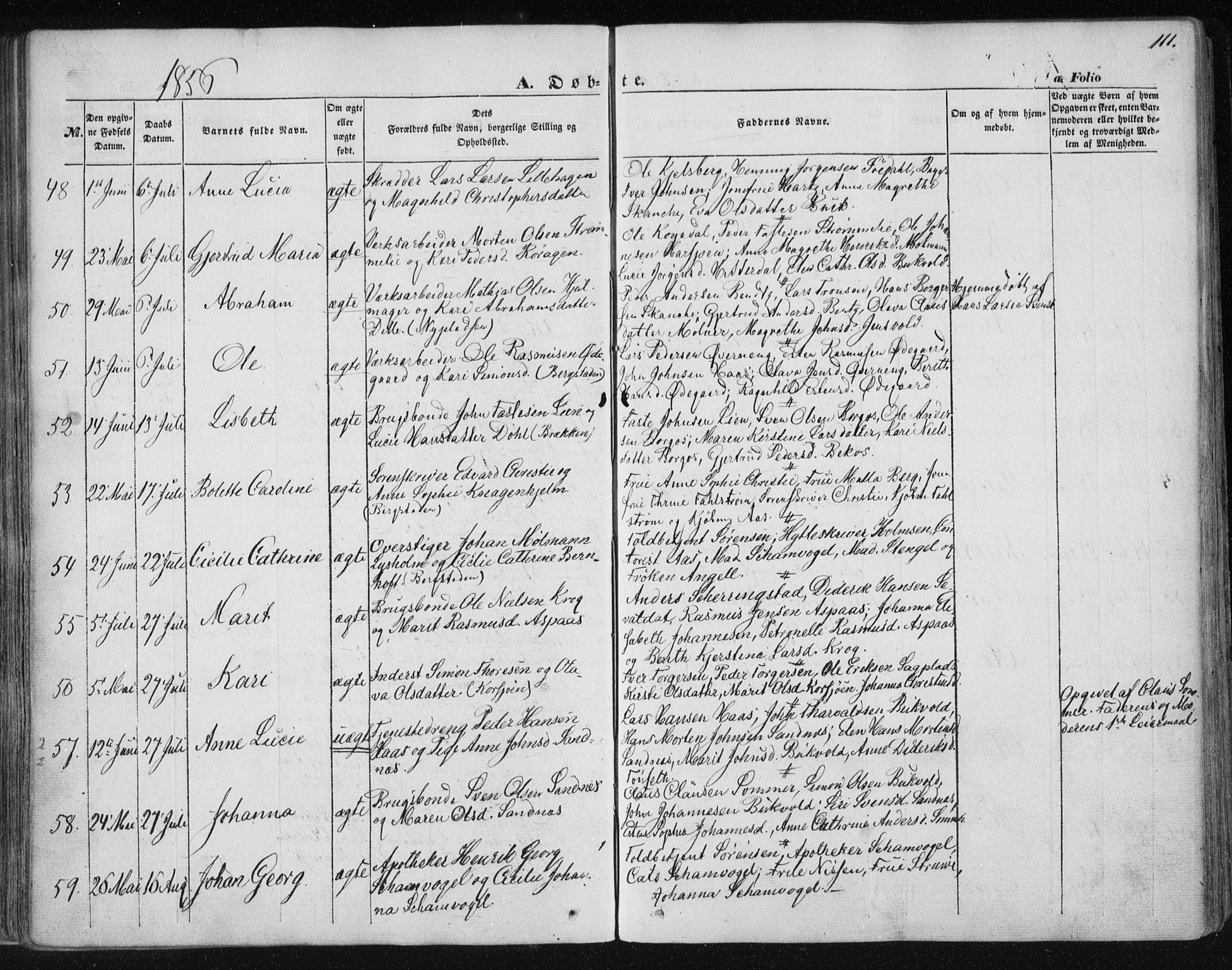 Ministerialprotokoller, klokkerbøker og fødselsregistre - Sør-Trøndelag, AV/SAT-A-1456/681/L0931: Parish register (official) no. 681A09, 1845-1859, p. 111