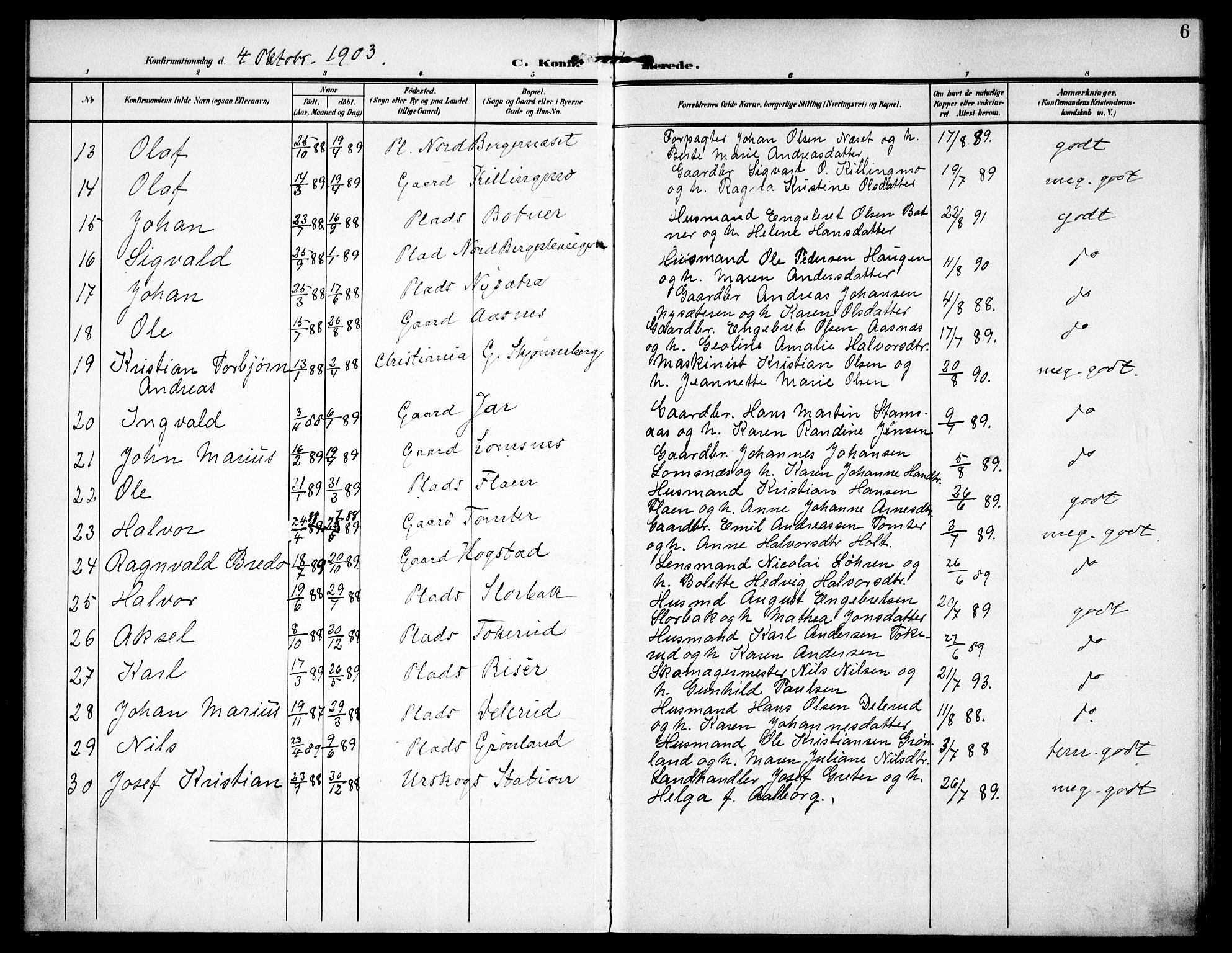 Aurskog prestekontor Kirkebøker, SAO/A-10304a/F/Fa/L0012: Parish register (official) no. I 12, 1902-1915, p. 6