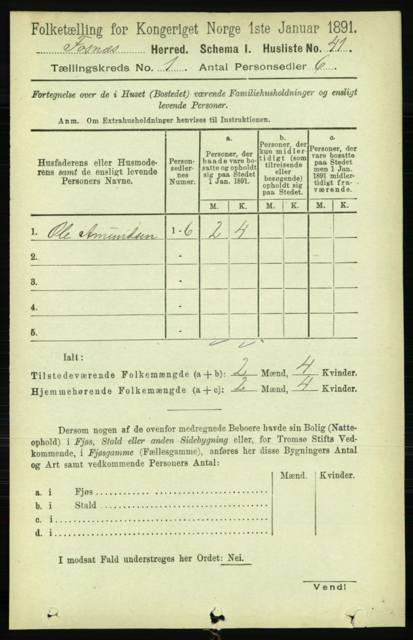 RA, 1891 census for 1748 Fosnes, 1891, p. 64