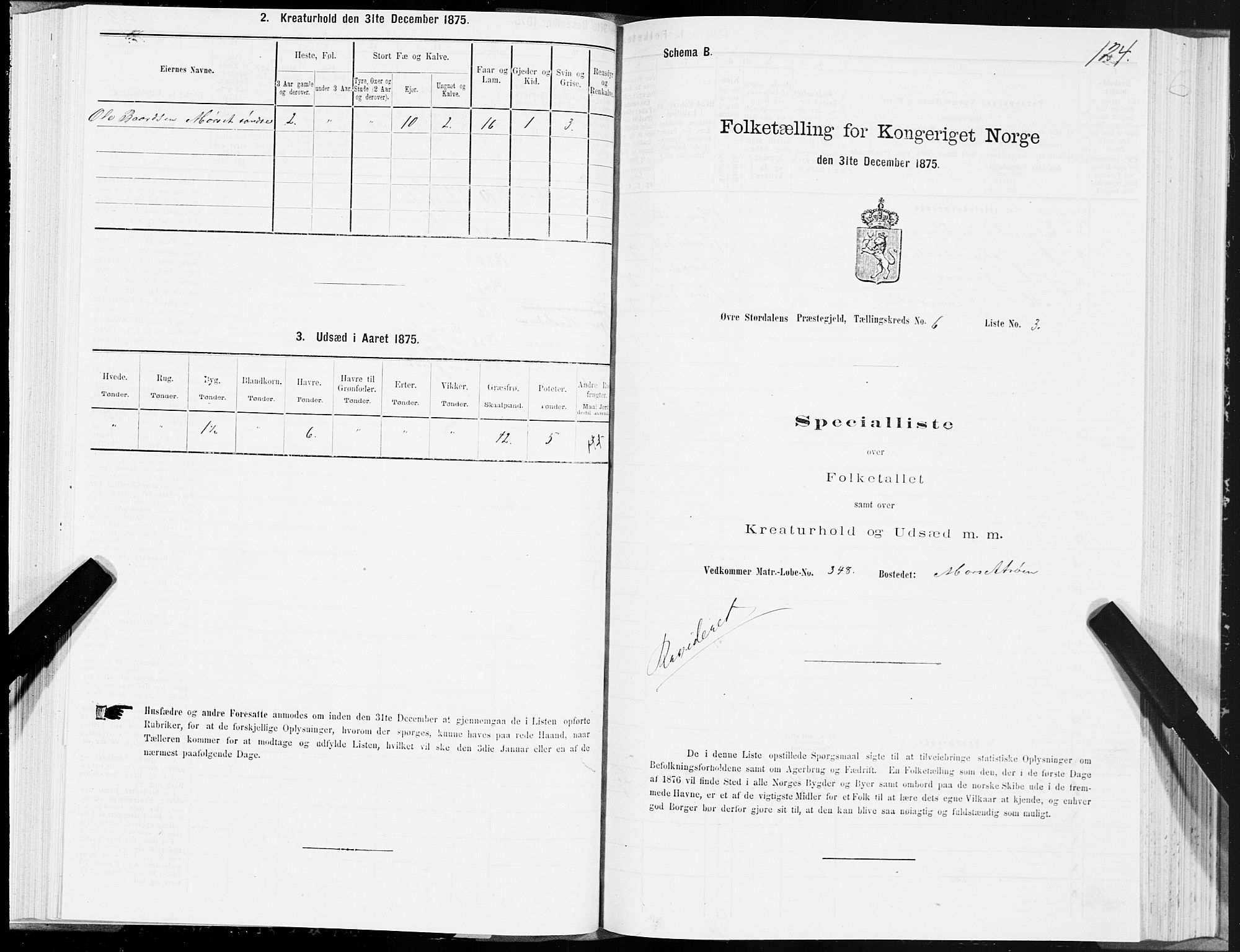 SAT, 1875 census for 1711P Øvre Stjørdal, 1875, p. 3124