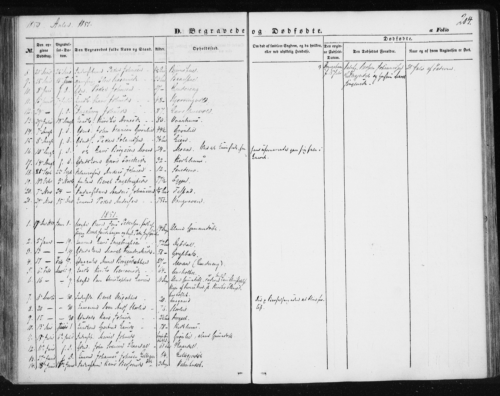 Ministerialprotokoller, klokkerbøker og fødselsregistre - Sør-Trøndelag, SAT/A-1456/685/L0965: Parish register (official) no. 685A06 /3, 1846-1859, p. 204
