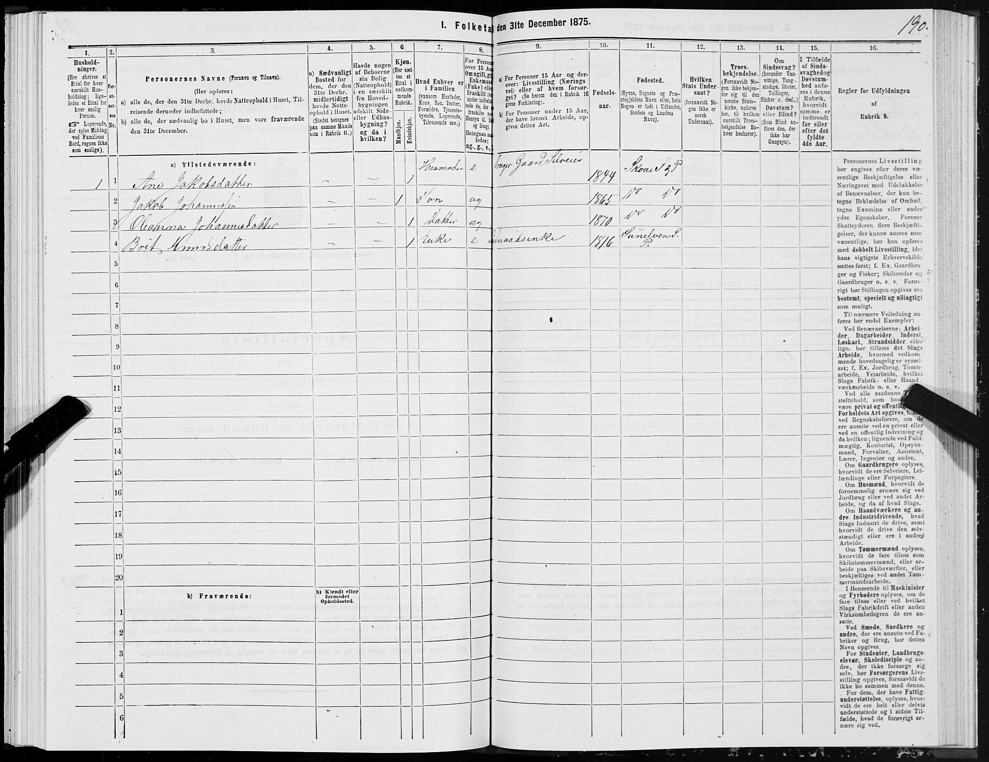 SAT, 1875 census for 1529P Skodje, 1875, p. 2190