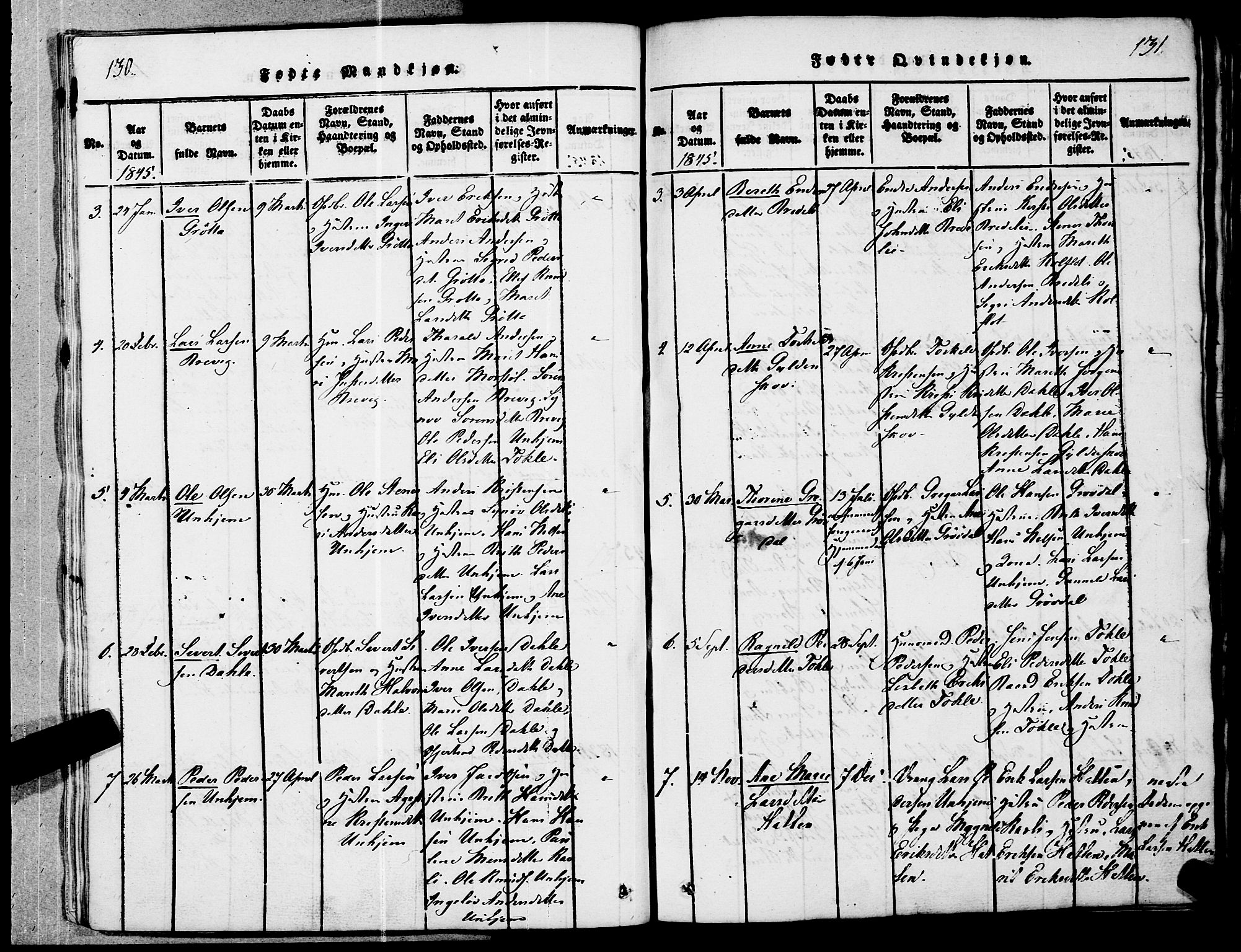 Ministerialprotokoller, klokkerbøker og fødselsregistre - Møre og Romsdal, AV/SAT-A-1454/545/L0585: Parish register (official) no. 545A01, 1818-1853, p. 130-131