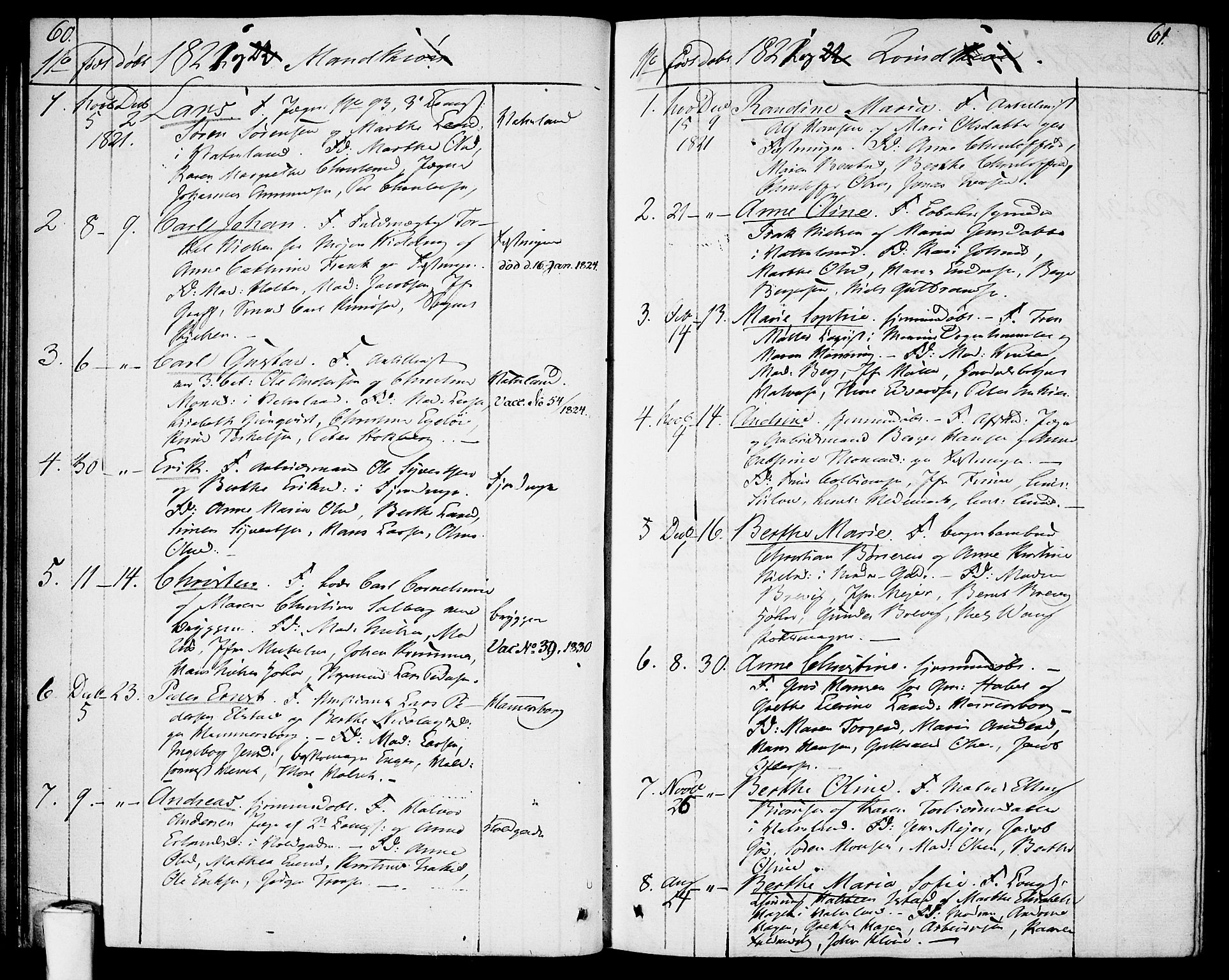 Garnisonsmenigheten Kirkebøker, SAO/A-10846/F/Fa/L0004: Parish register (official) no. 4, 1820-1828, p. 60-61